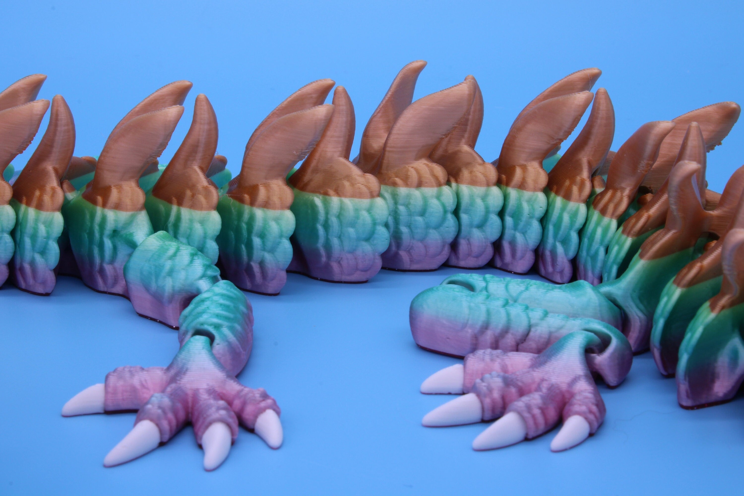 Imperial Dragon- Rainbow | 27 in. | Fidget Toy Dragon | 3D printed | Pet Flexi Dragon | Stress Relief Gift