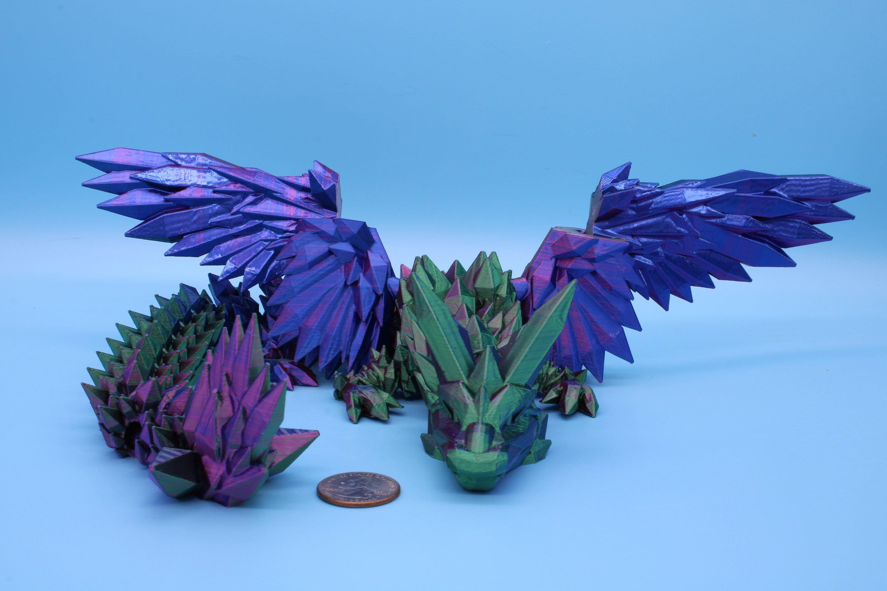 Crystal Winged Dragon | Rainbow Crystal Wing Dragon | 3D printed | Articulating Dragon | Fidget Toy | Flexi Toy | 18 in