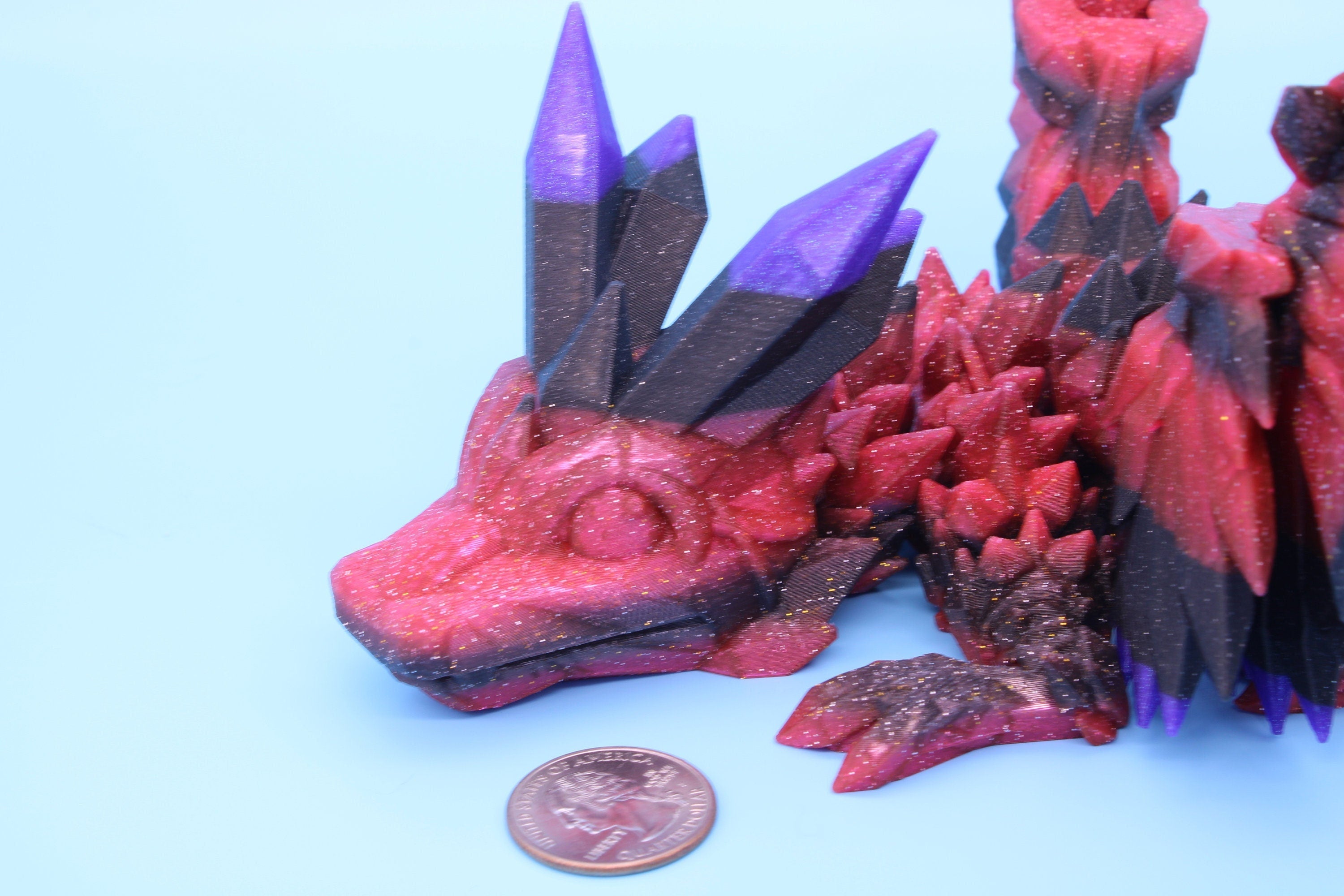 Baby Crystal Winged Dragon- Rainbow | 3D Printed | Fidget Toy | Flexi | 11.5 in. | Stress Relief | Dragon Toy.