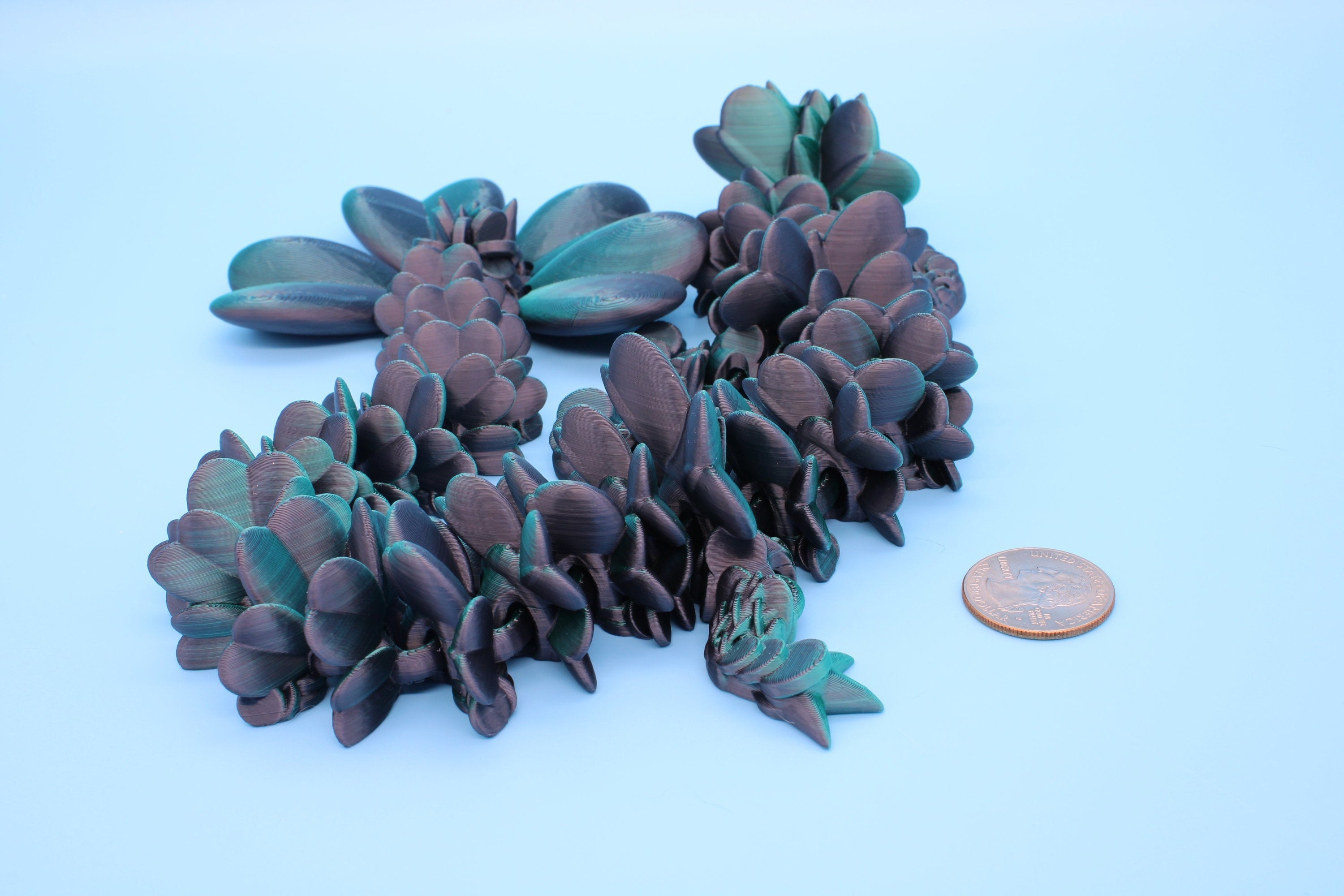 Clover Dragon | Green & Black | St. Patrick's Day |3D printed Articulating Dragon Fidget Toy | Flexi | 18 in. Lucky Dragon | 4 Leaf Clover