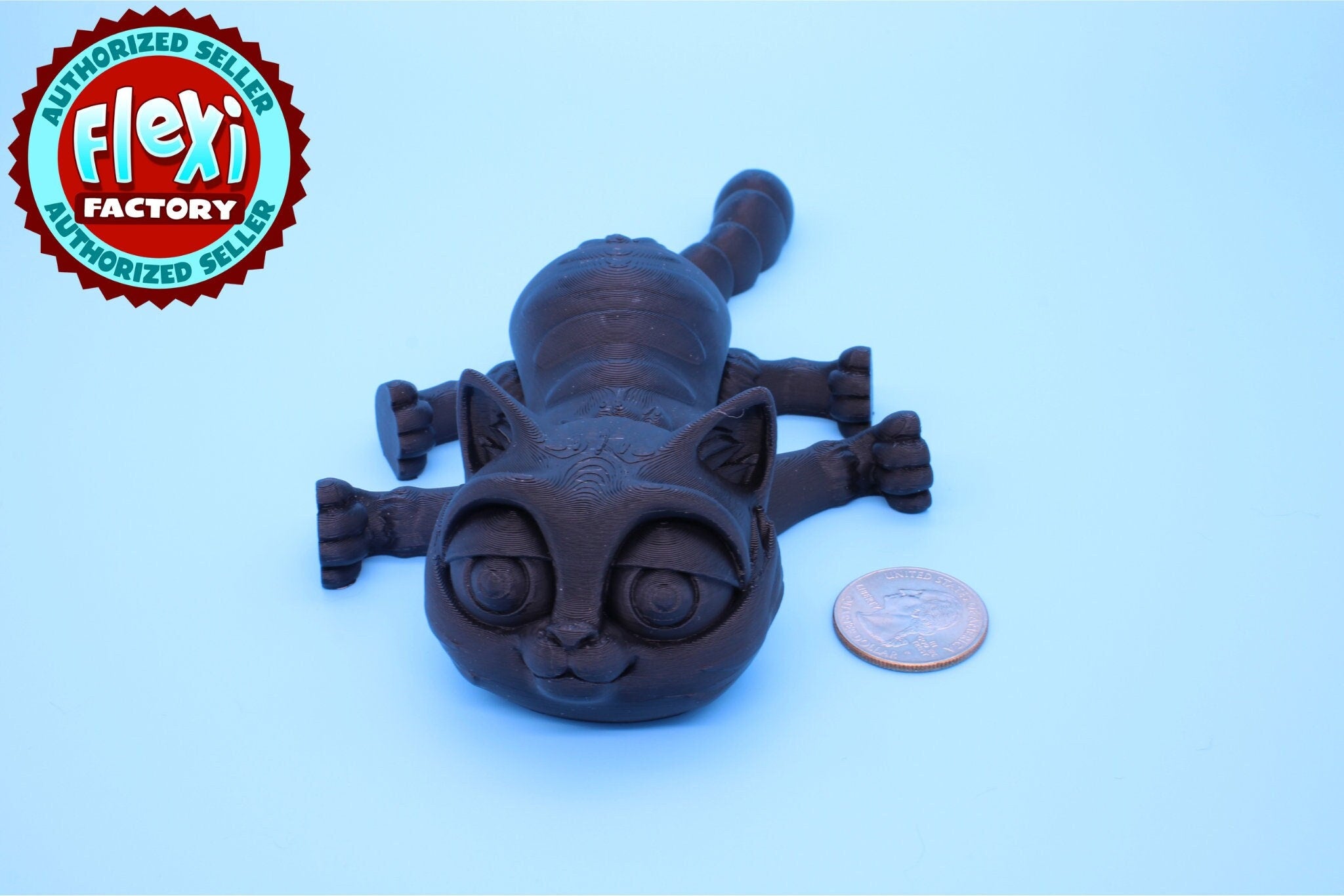 7 inch Fidget Cat | Black Cat | Multi Color | Fidget Toy | 3D Printed Kitten | Articulating Kitty | Flexi Toy | Stress Relief Gift