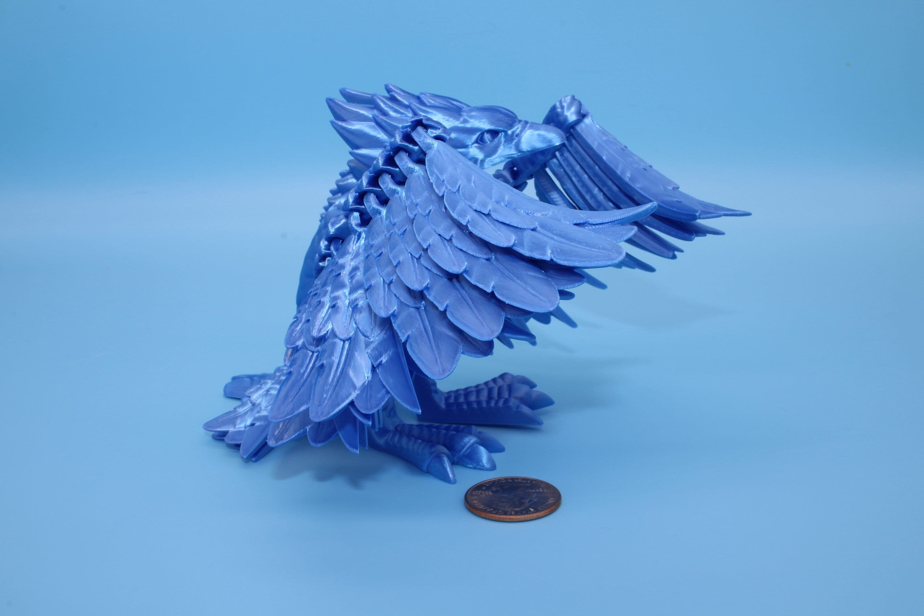 Phoenix Blue | Cute Flexi Bird | Unique 3D Printed Toy | Articulating Fidget Toy | Sensory Toy | 4 in.
