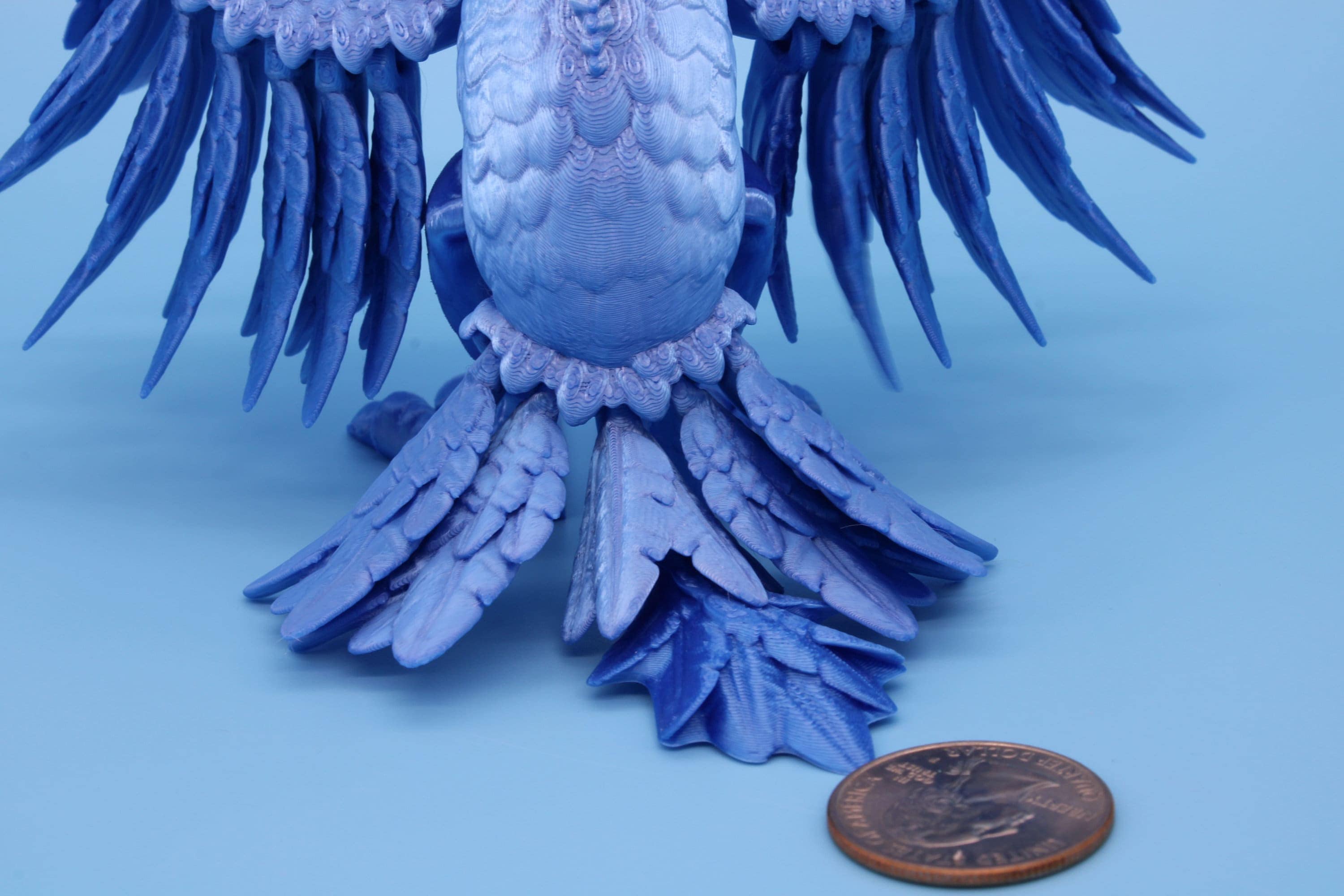 Phoenix Blue | Cute Flexi Bird | Unique 3D Printed Toy | Articulating Fidget Toy | Sensory Toy | 4 in.