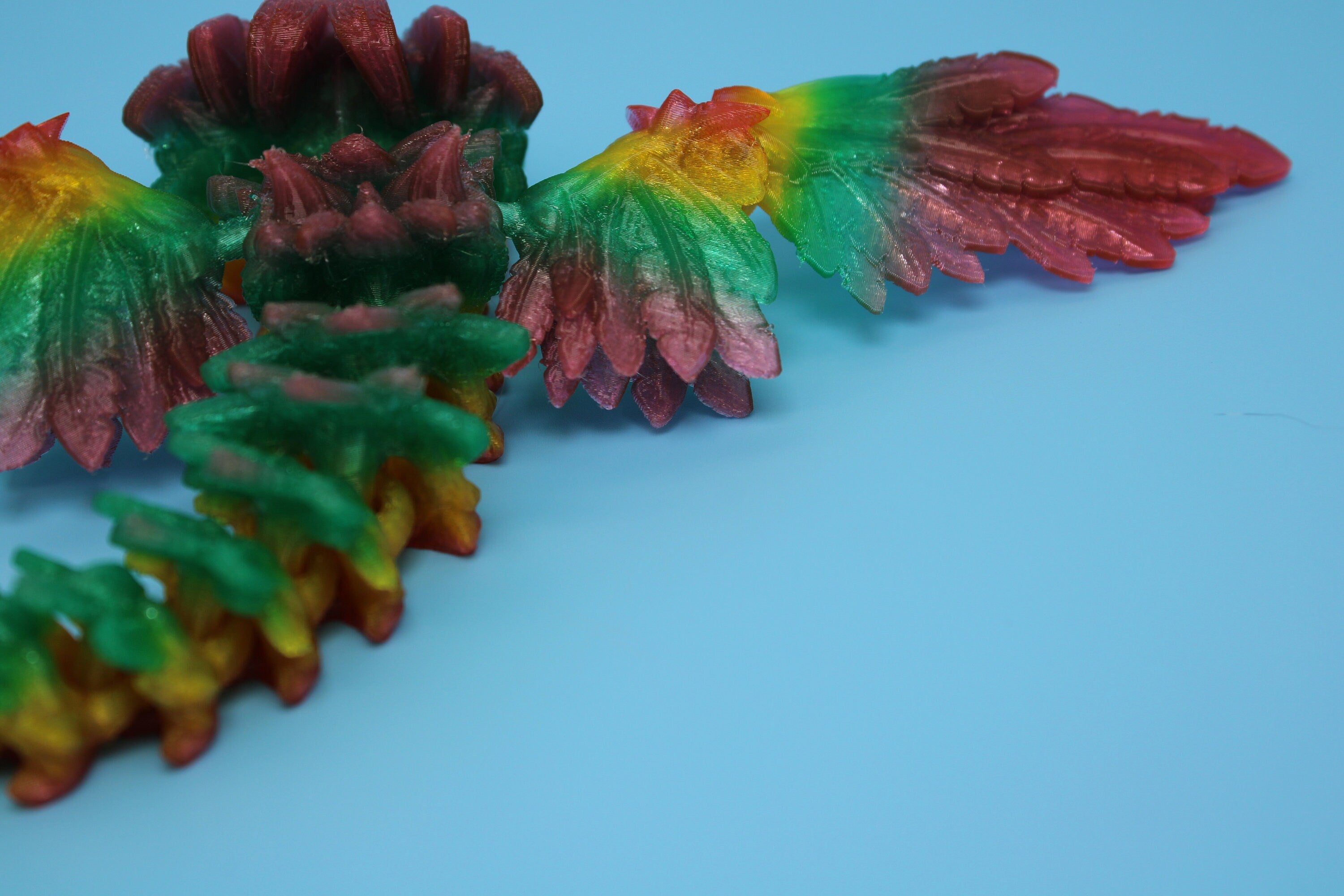Baby Flying Serpent- Rainbow | 3D printed TPU | Flexible Miniature | 7 in.