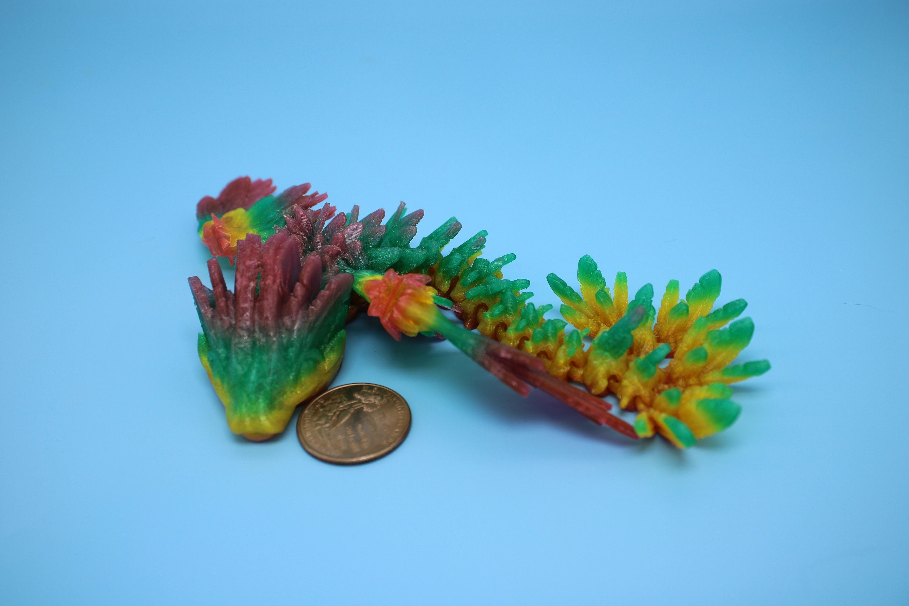 Baby Flying Serpent- Rainbow | 3D printed TPU | Flexible Miniature | 7 in.