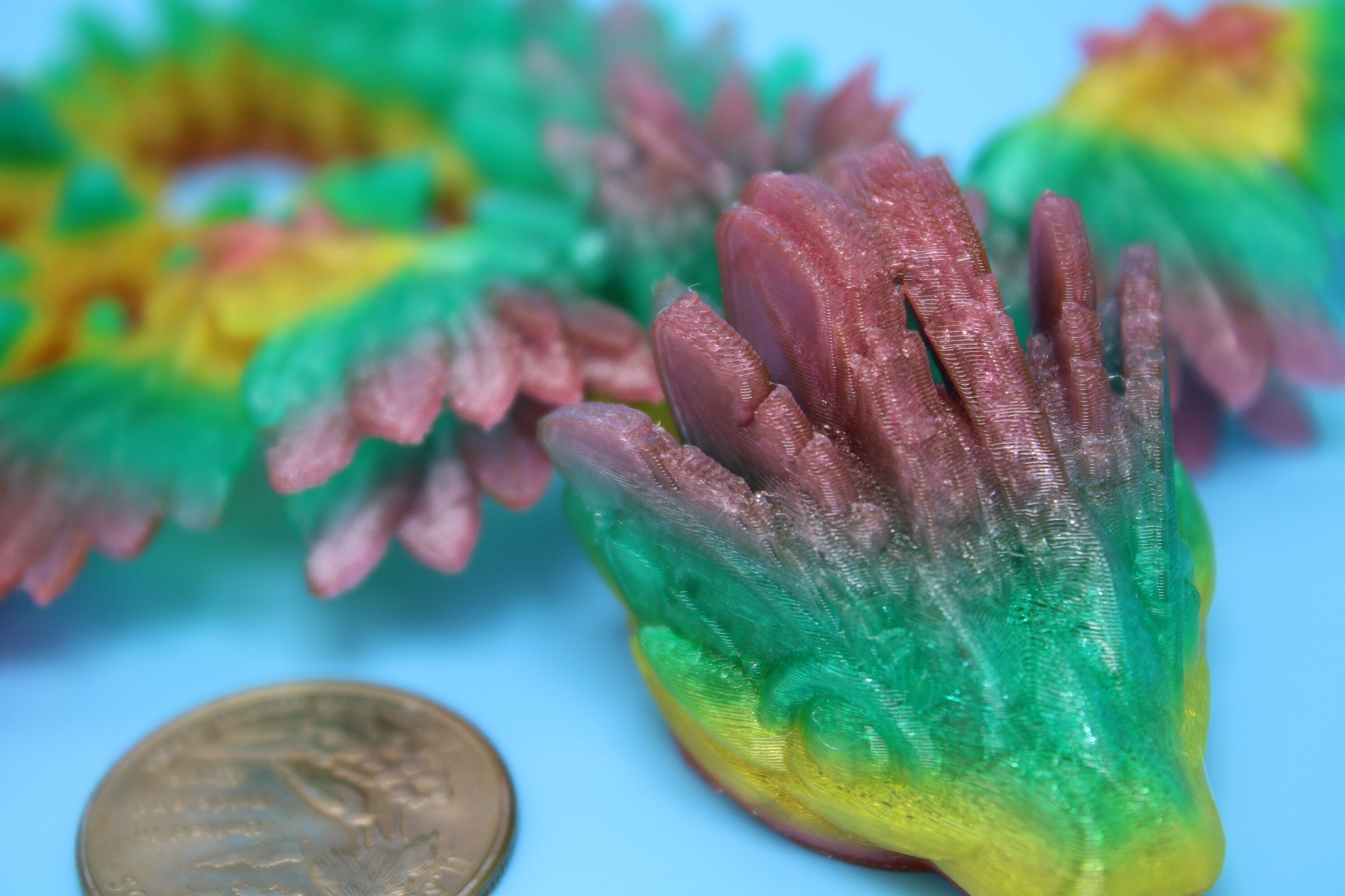 Baby Flying Serpent- Rainbow | 3D printed TPU | Flexible Miniature | 7 in.