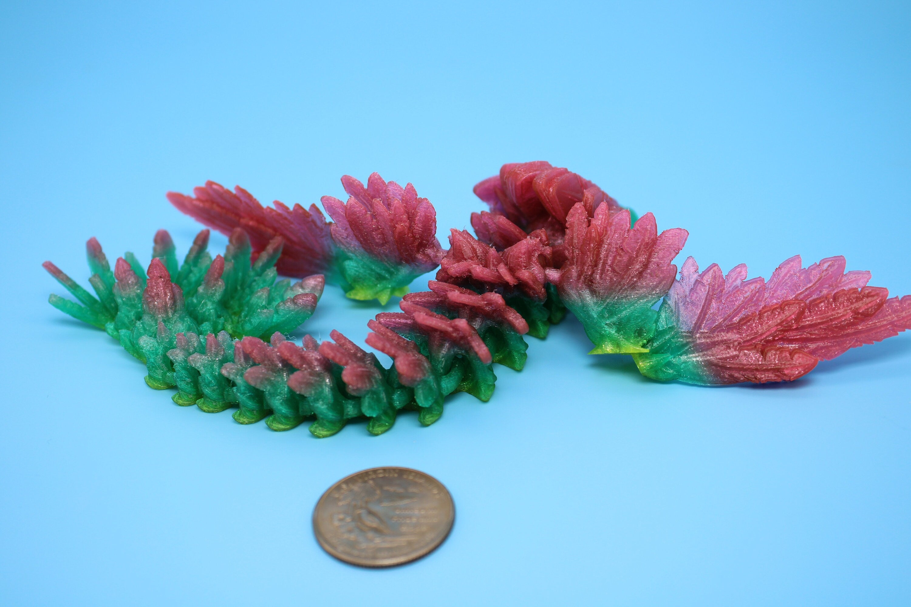 Baby Flying Serpent- Rainbow | 3D printed TPU | Flexible Miniature | 7 in.