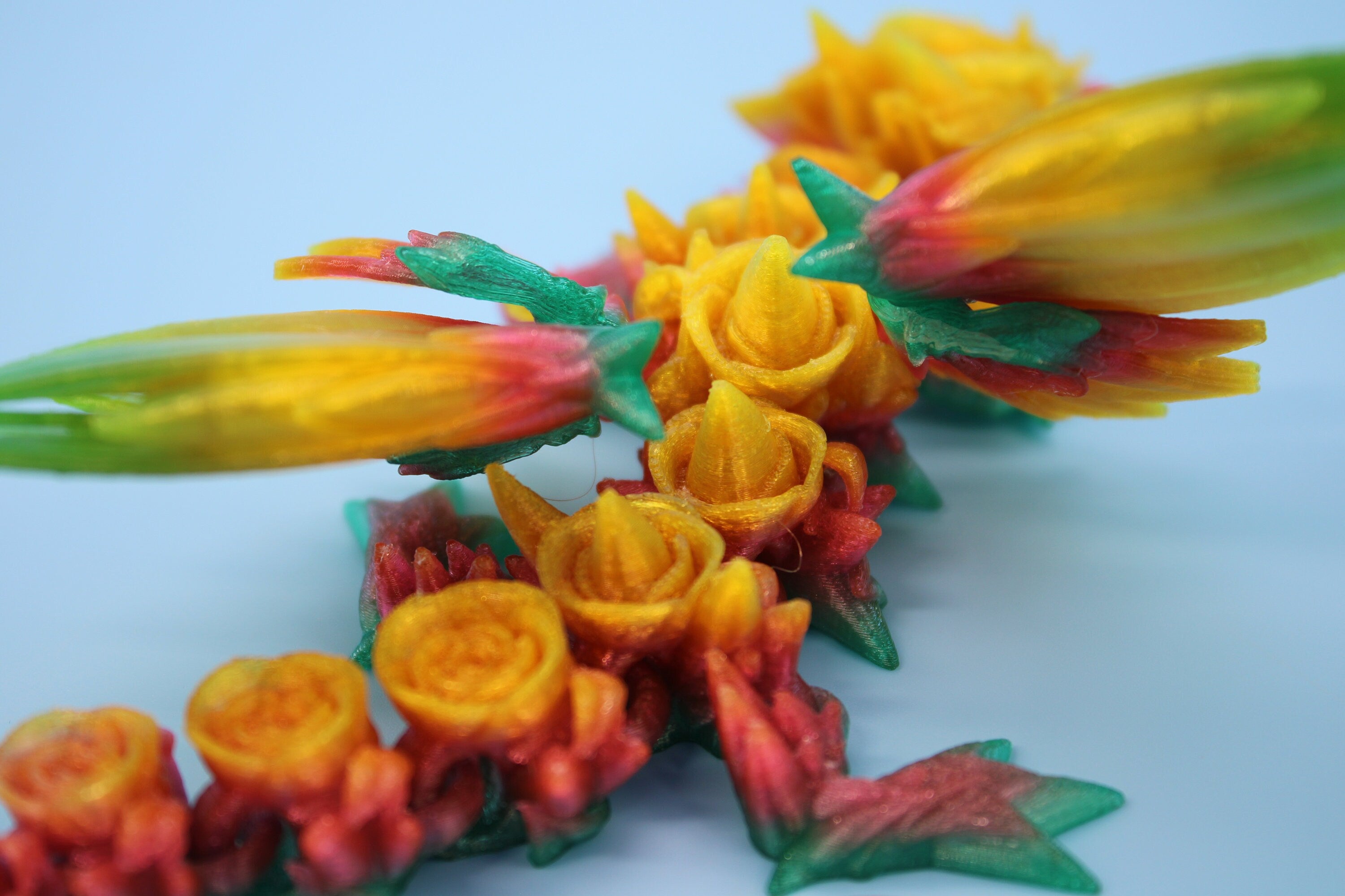 Baby Rose Wing Dragon | Rainbow | 3D Printed TPU | Fidget | Flexi Toy 8.5 in. | Stress Relief Gift