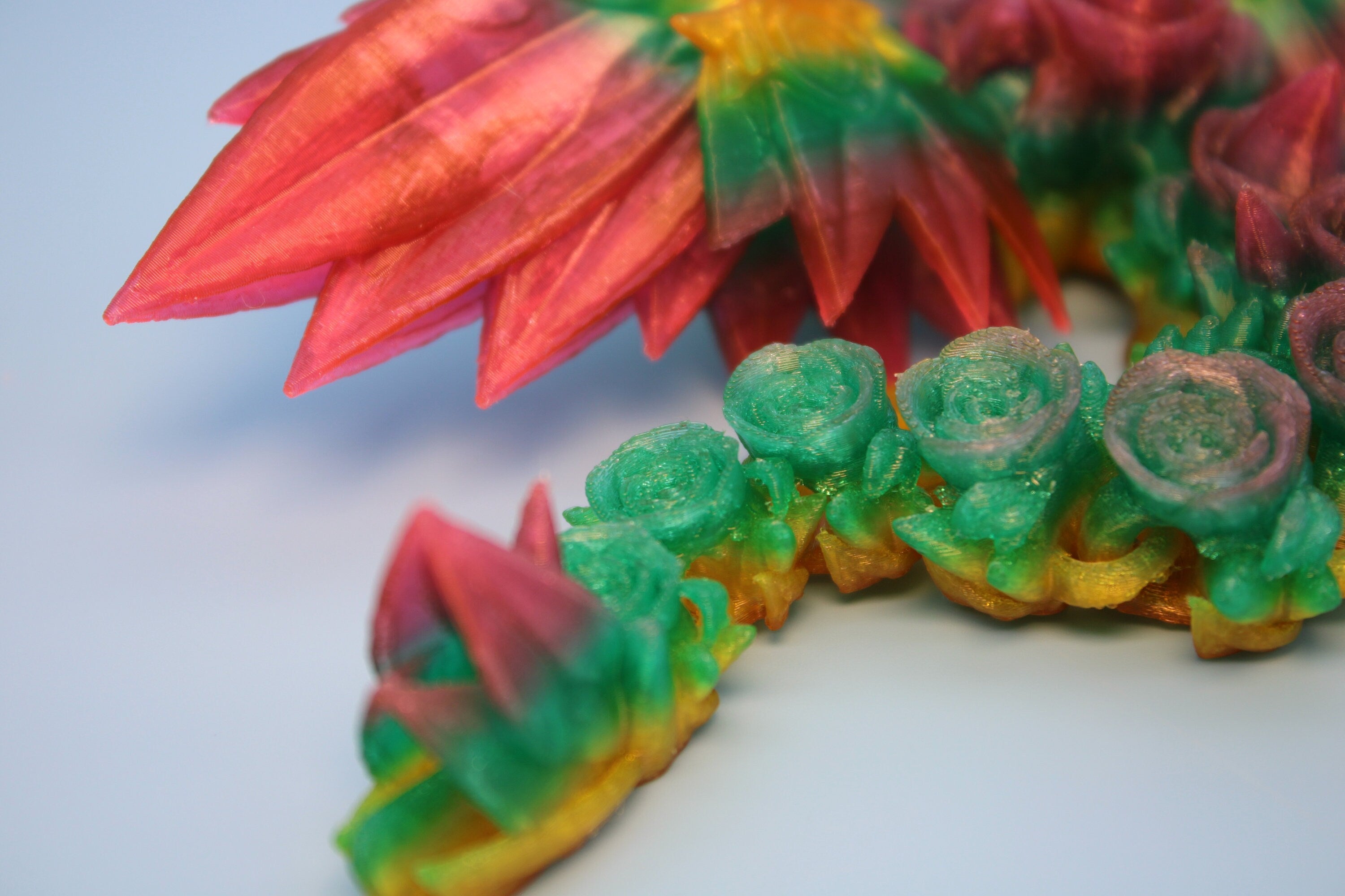 Baby Rose Wing Dragon | Rainbow | 3D Printed TPU | Fidget | Flexi Toy 8.5 in. | Stress Relief Gift