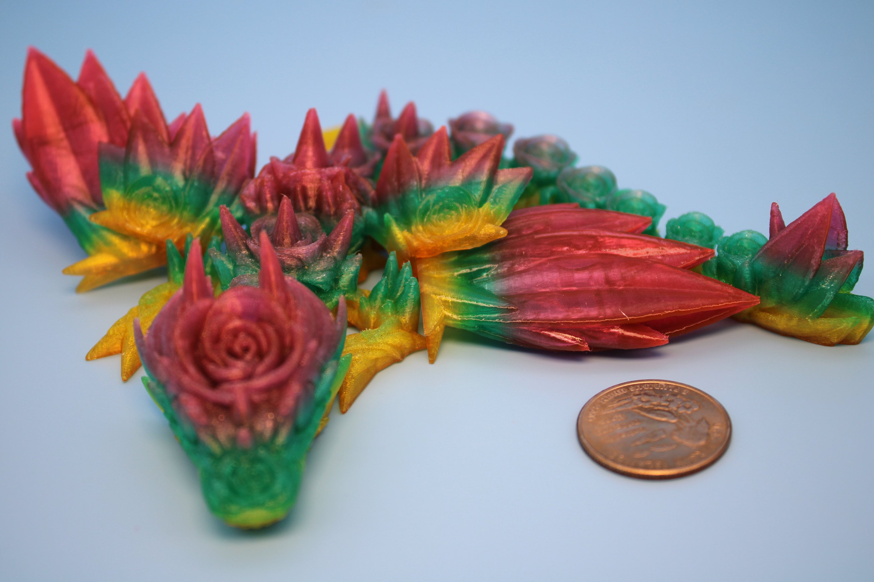 Baby Rose Wing Dragon | Rainbow | 3D Printed TPU | Fidget | Flexi Toy 8.5 in. | Stress Relief Gift