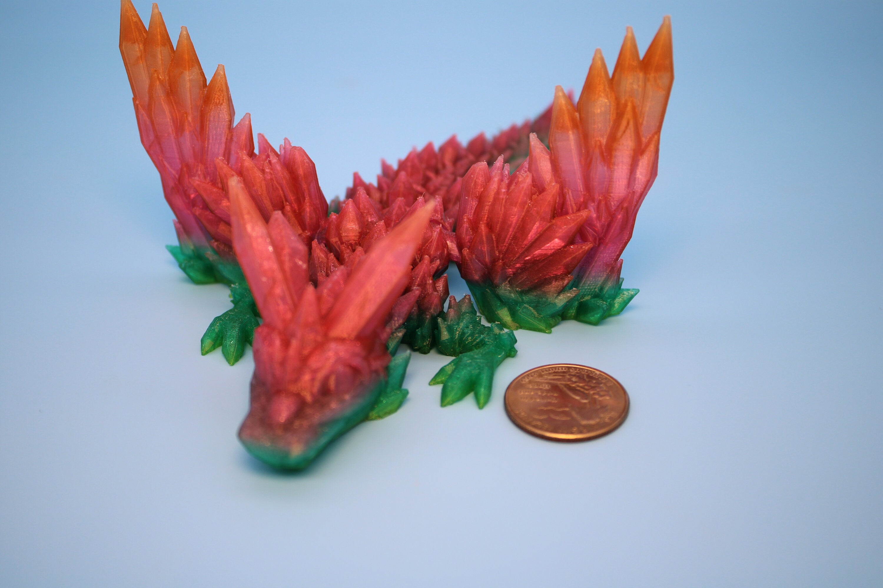 Baby Crystal Winged Dragon | Rainbow | Flexible (TPU) | 3D Printed | Fidget Toy | 7 in.