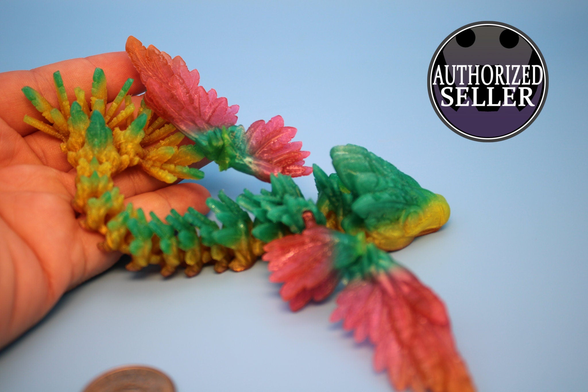 Baby Flying Serpent- Rainbow | 3D printed TPU | Flexible Miniature | 7 in.