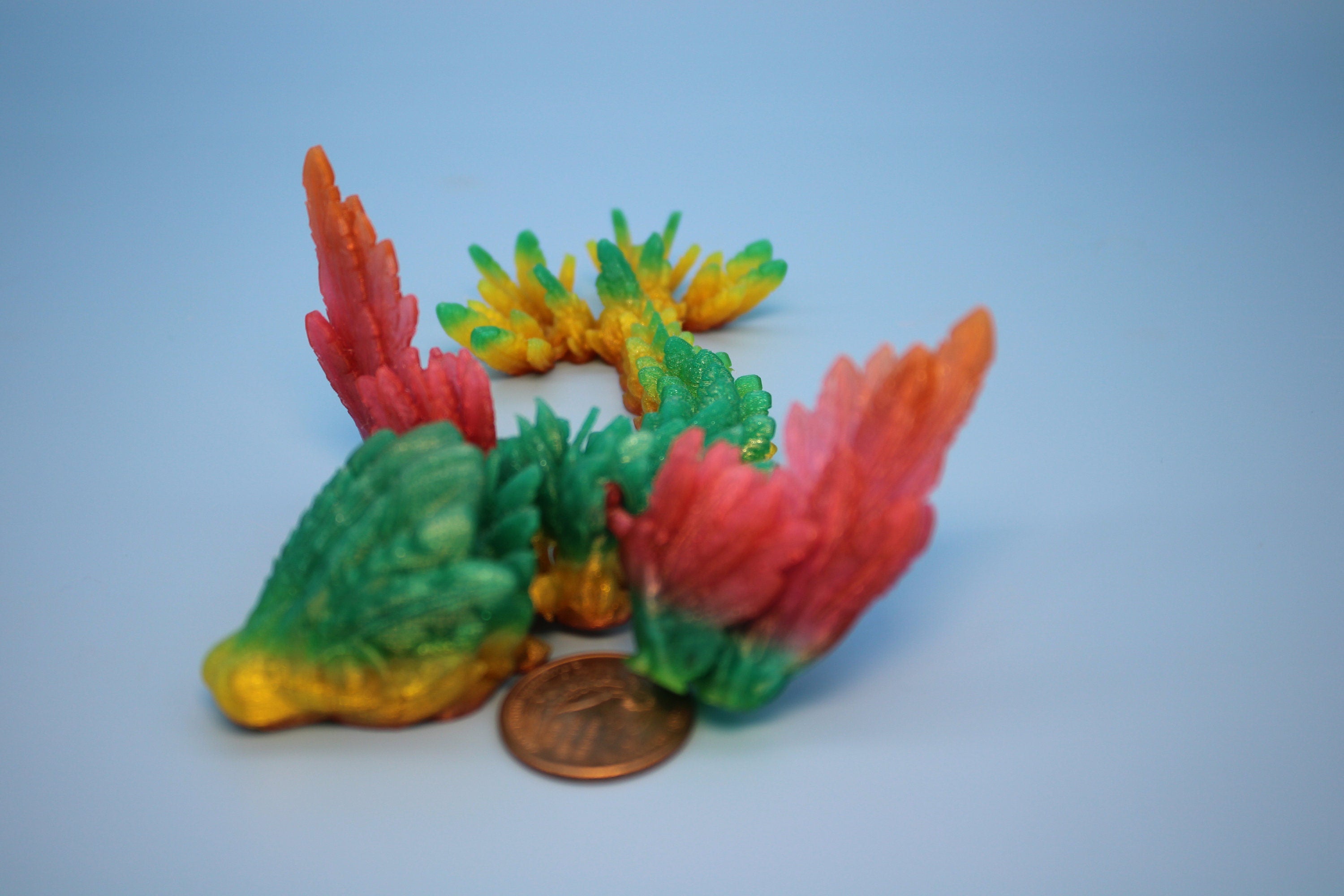 Baby Flying Serpent- Rainbow | 3D printed TPU | Flexible Miniature | 7 in.