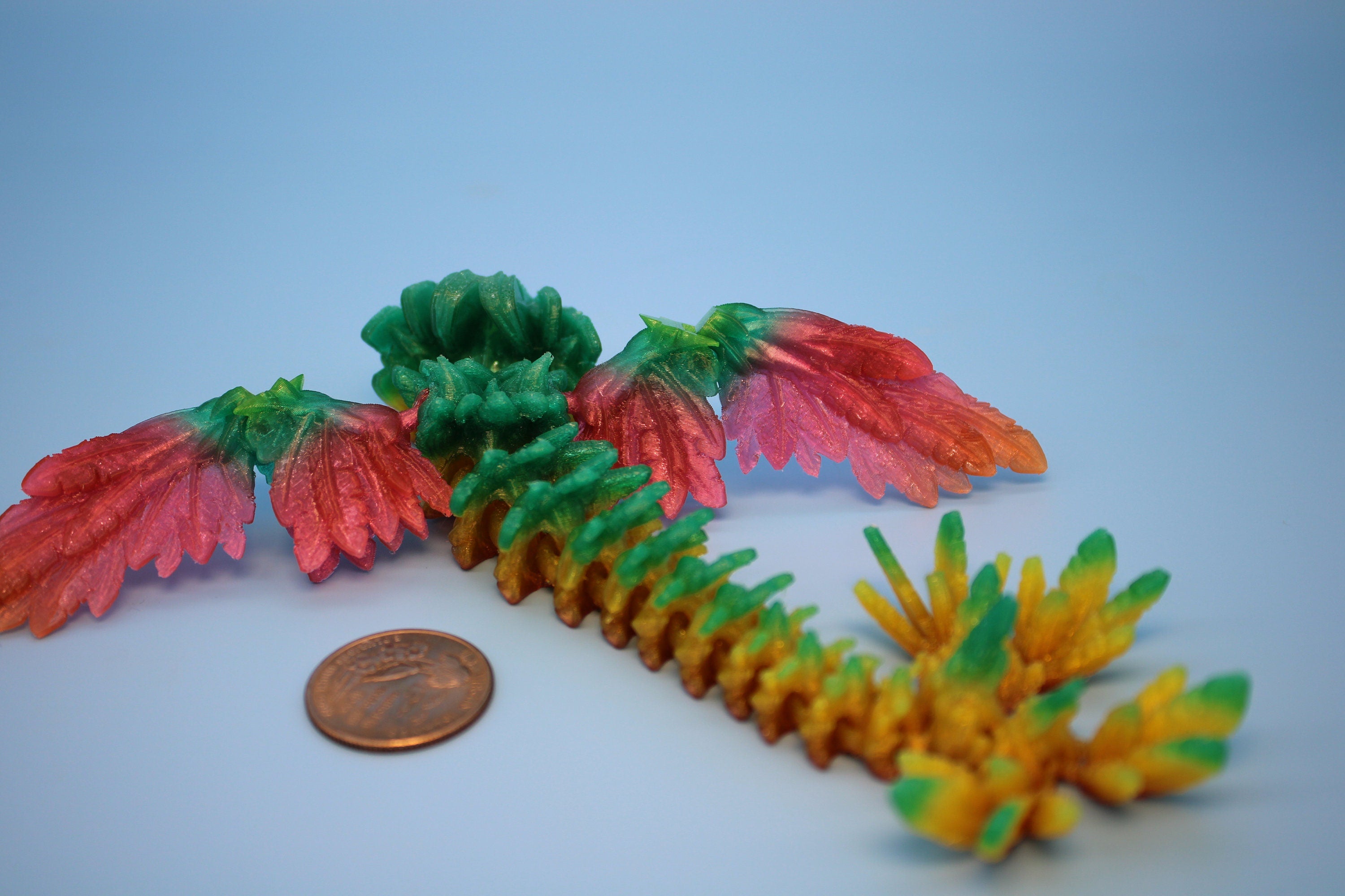 Baby Flying Serpent- Rainbow | 3D printed TPU | Flexible Miniature | 7 in.