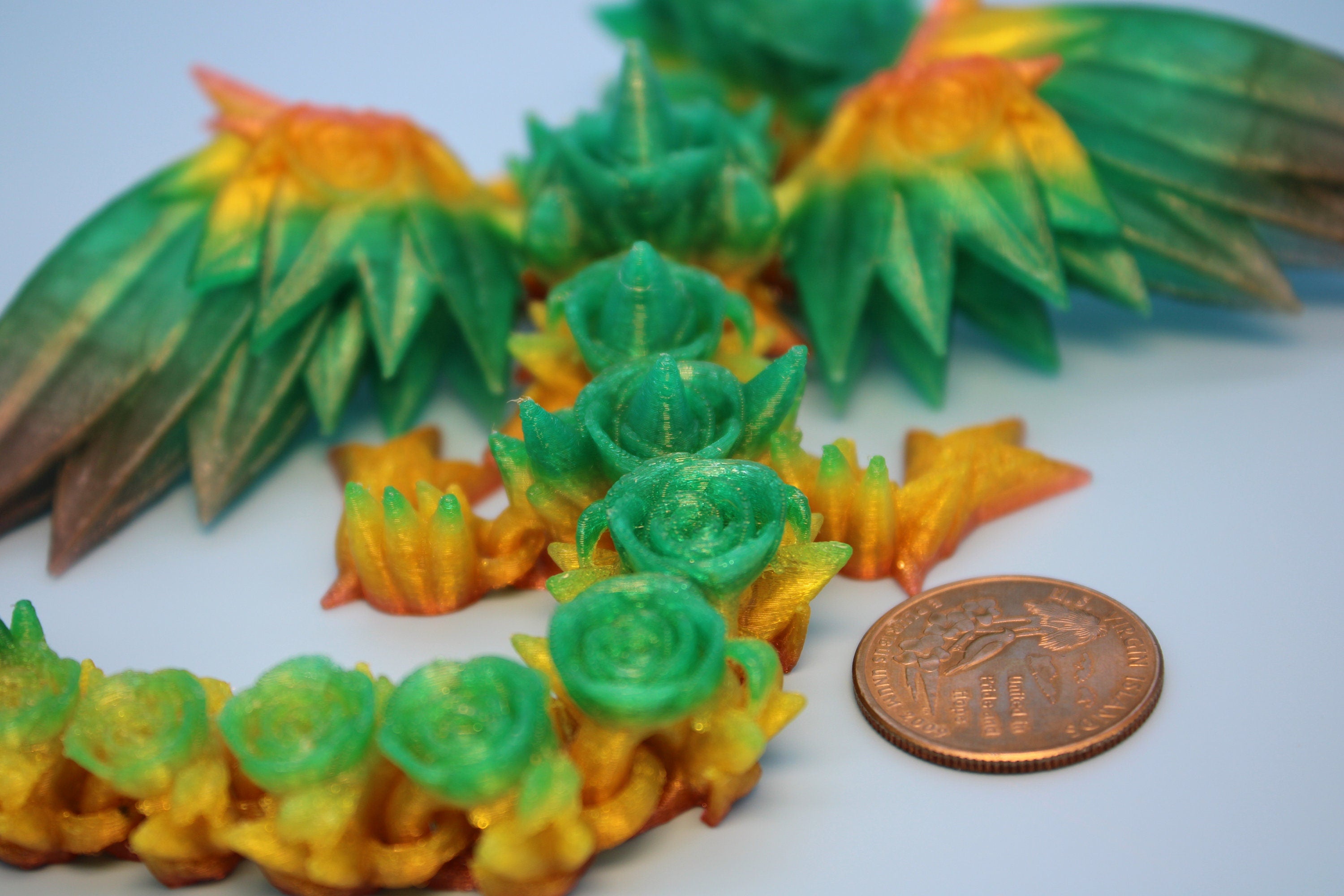 Baby Rose Wing Dragon | Rainbow | 3D Printed TPU | Fidget | Flexi Toy 8.5 in. | Stress Relief Gift