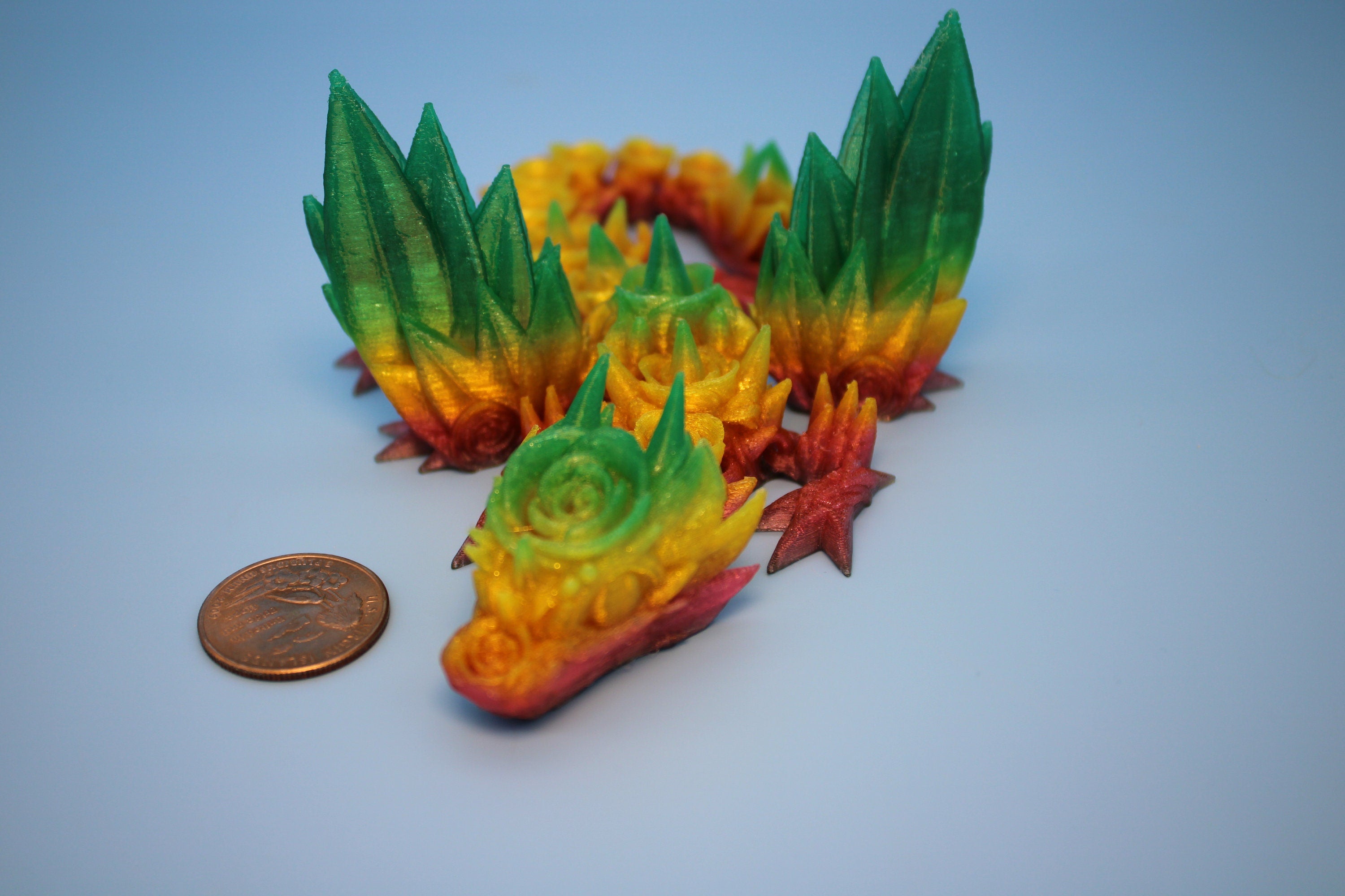 Baby Rose Wing Dragon | Rainbow | 3D Printed TPU | Fidget | Flexi Toy 8.5 in. | Stress Relief Gift