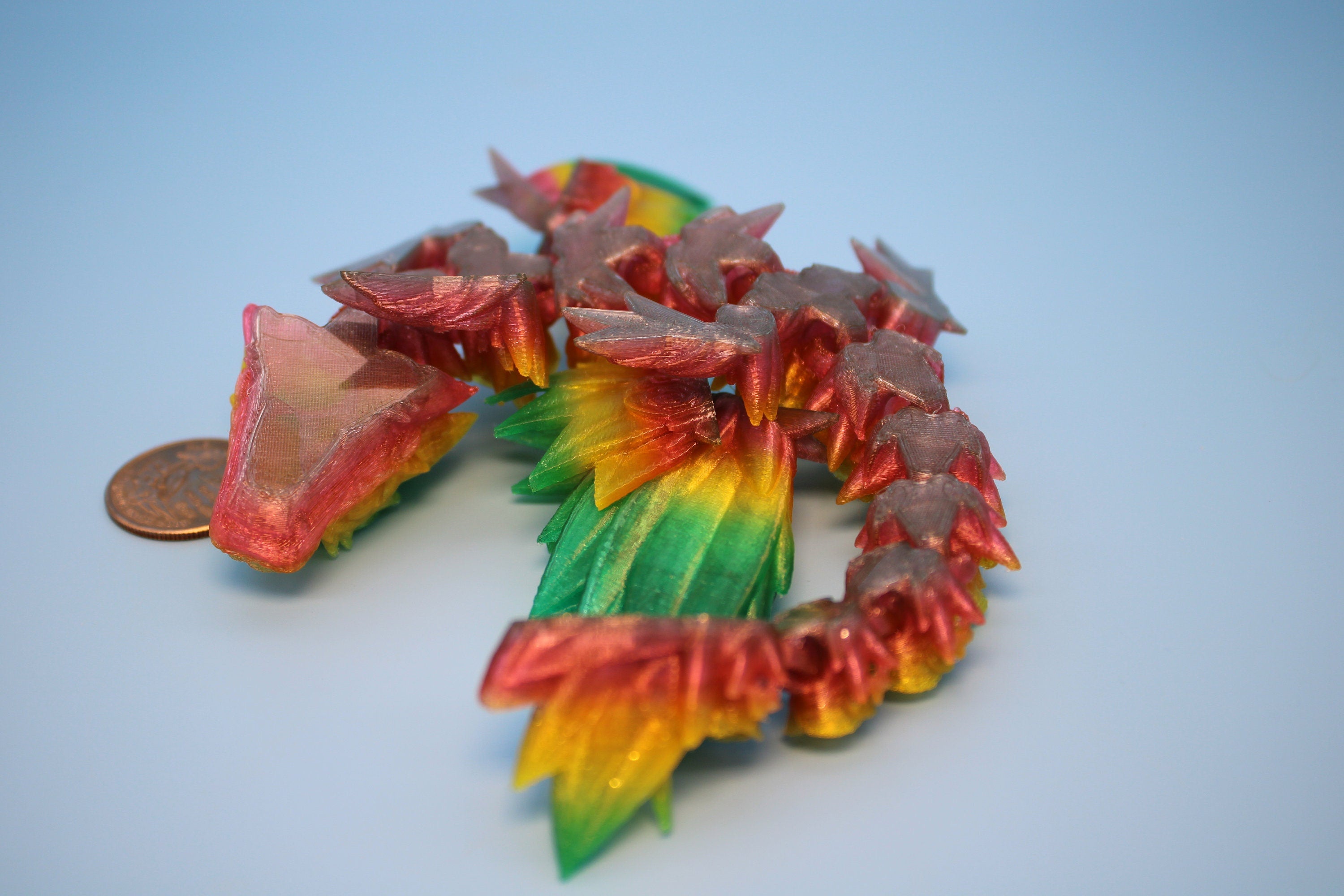 Baby Rose Wing Dragon | Rainbow | 3D Printed TPU | Fidget | Flexi Toy 8.5 in. | Stress Relief Gift