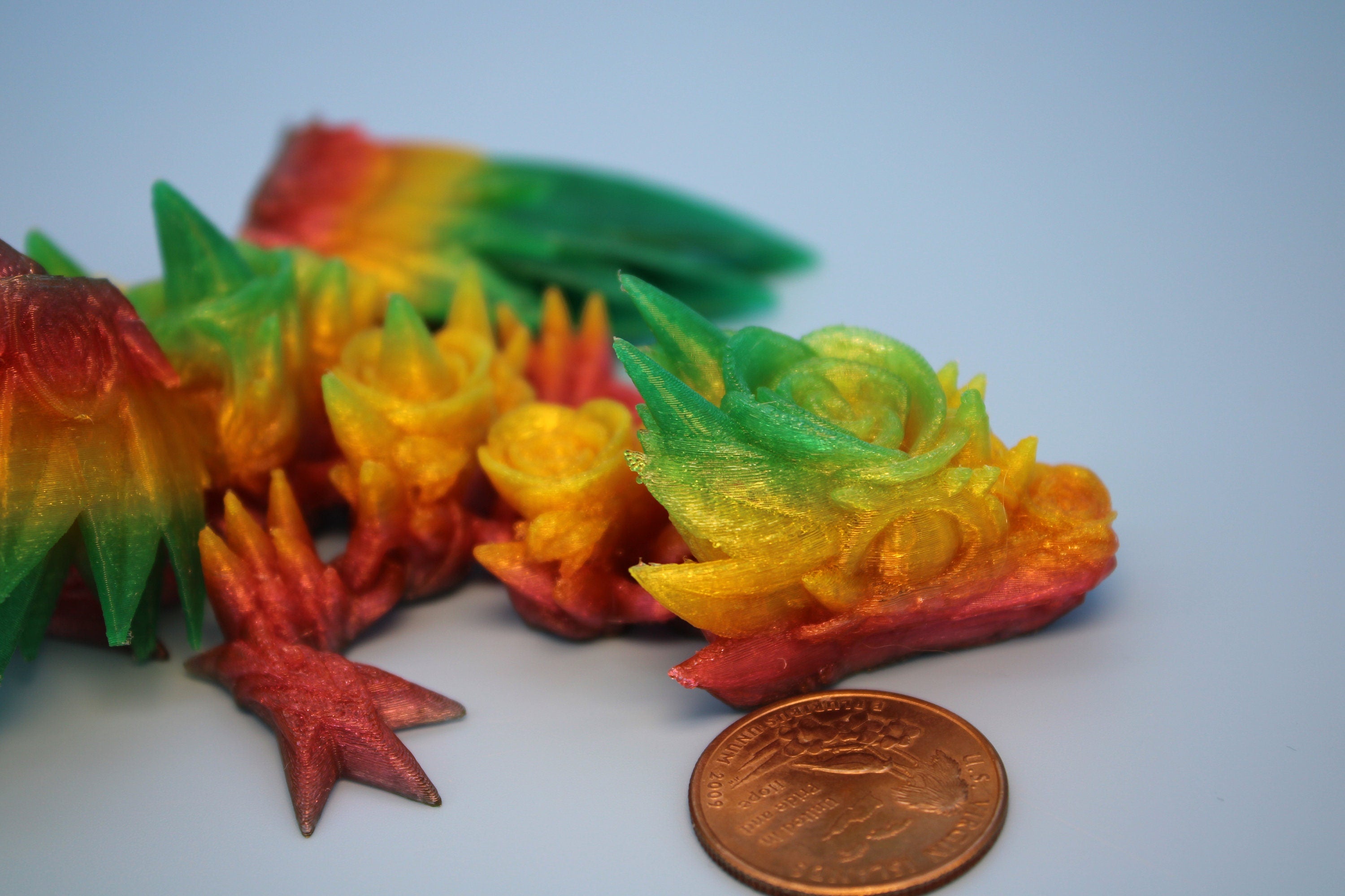 Baby Rose Wing Dragon | Rainbow | 3D Printed TPU | Fidget | Flexi Toy 8.5 in. | Stress Relief Gift