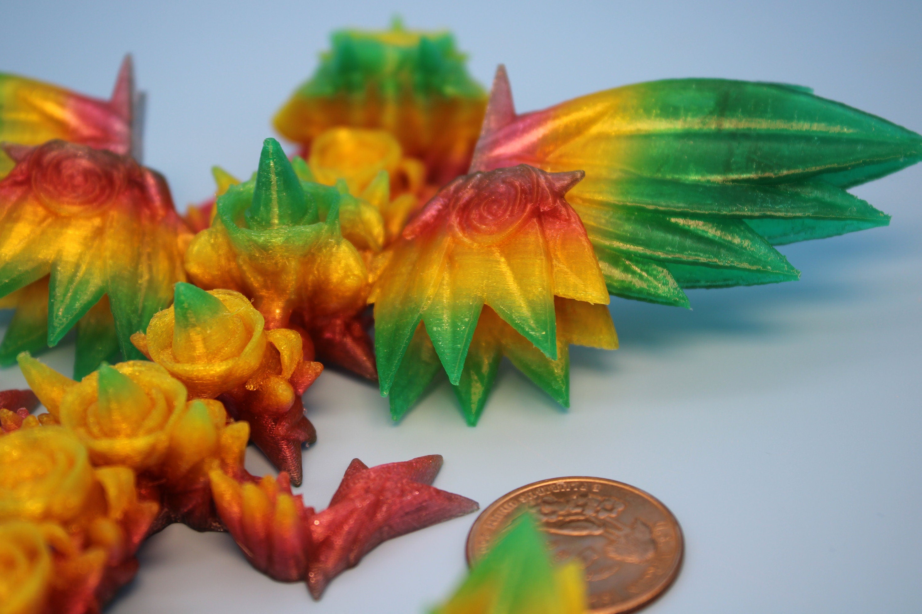 Baby Rose Wing Dragon | Rainbow | 3D Printed TPU | Fidget | Flexi Toy 8.5 in. | Stress Relief Gift