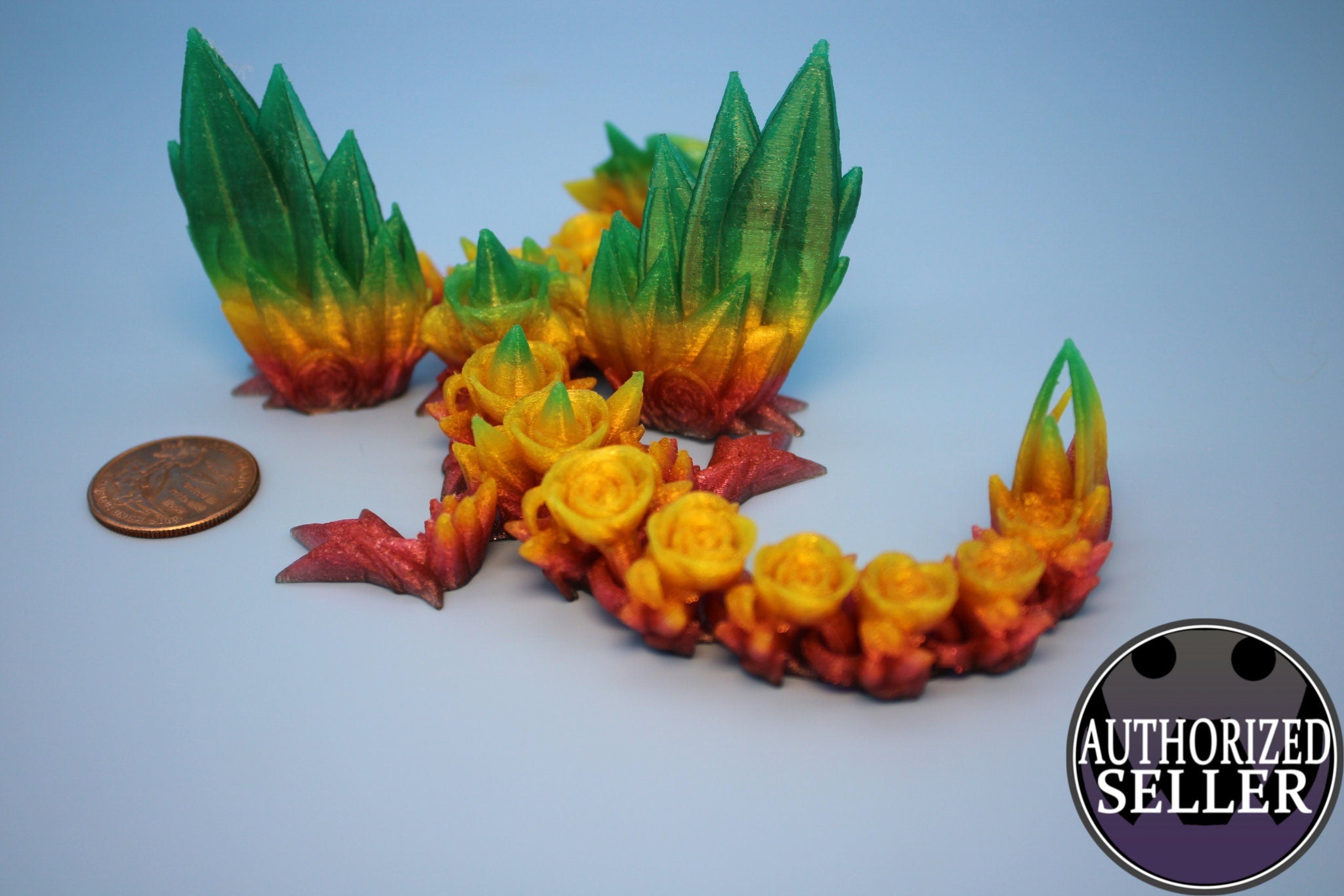 Baby Rose Wing Dragon | Rainbow | 3D Printed TPU | Fidget | Flexi Toy 8.5 in. | Stress Relief Gift