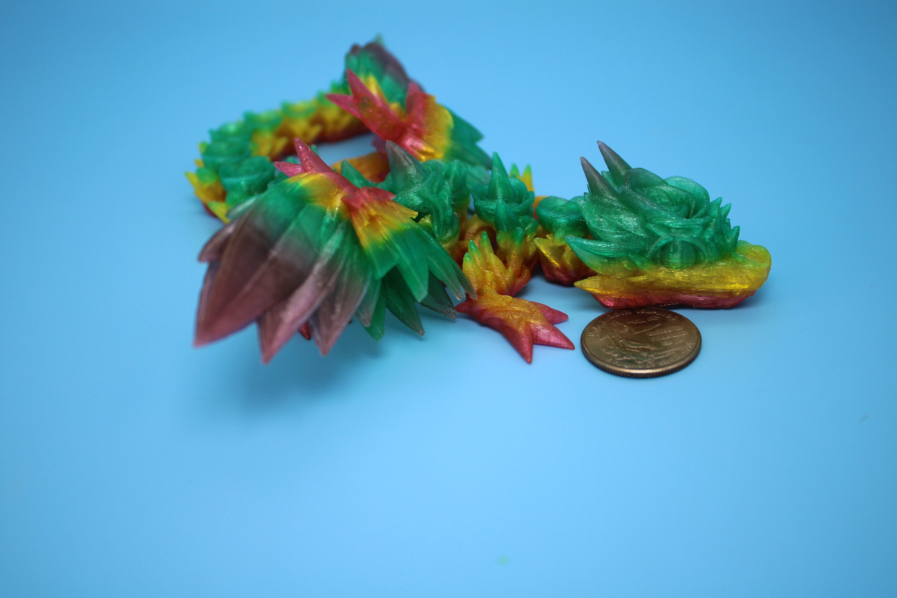 Baby Rose Wing Dragon | Rainbow | 3D Printed TPU | Fidget | Flexi Toy 8.5 in. | Stress Relief Gift