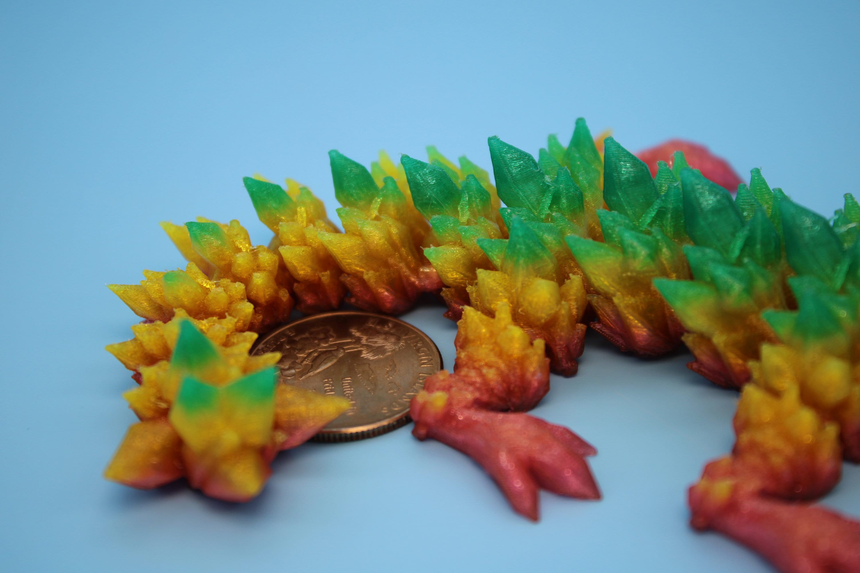 Baby Crystal Dragon- Rainbow | Flexible (TPU) | Miniature | 3D Printed | 7 in. | Dragon Buddy | Fidget Toy | Flexi Dragon.