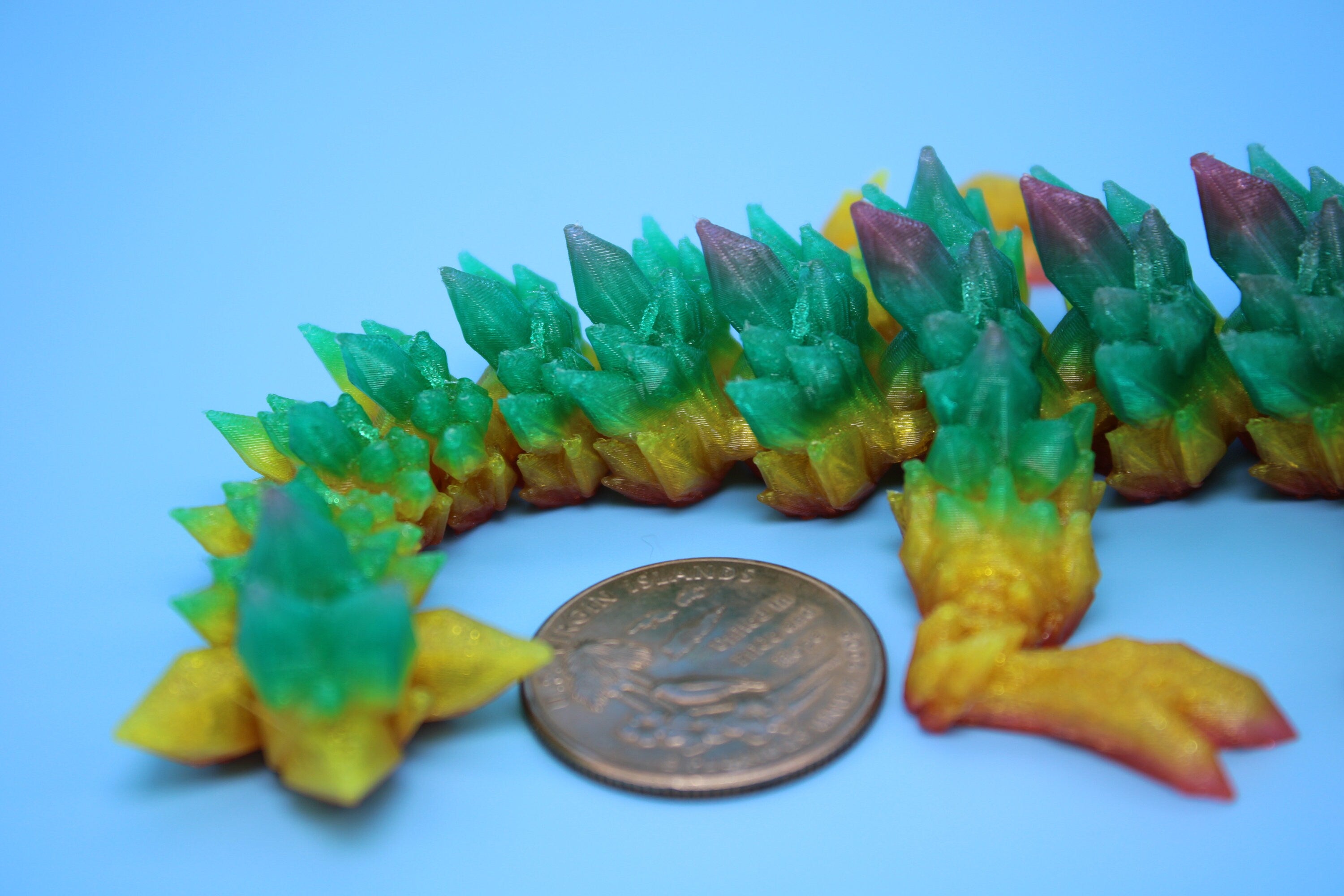Baby Crystal Dragon- Rainbow | Flexible (TPU) | Miniature | 3D Printed | 7 in. | Dragon Buddy | Fidget Toy | Flexi Dragon.