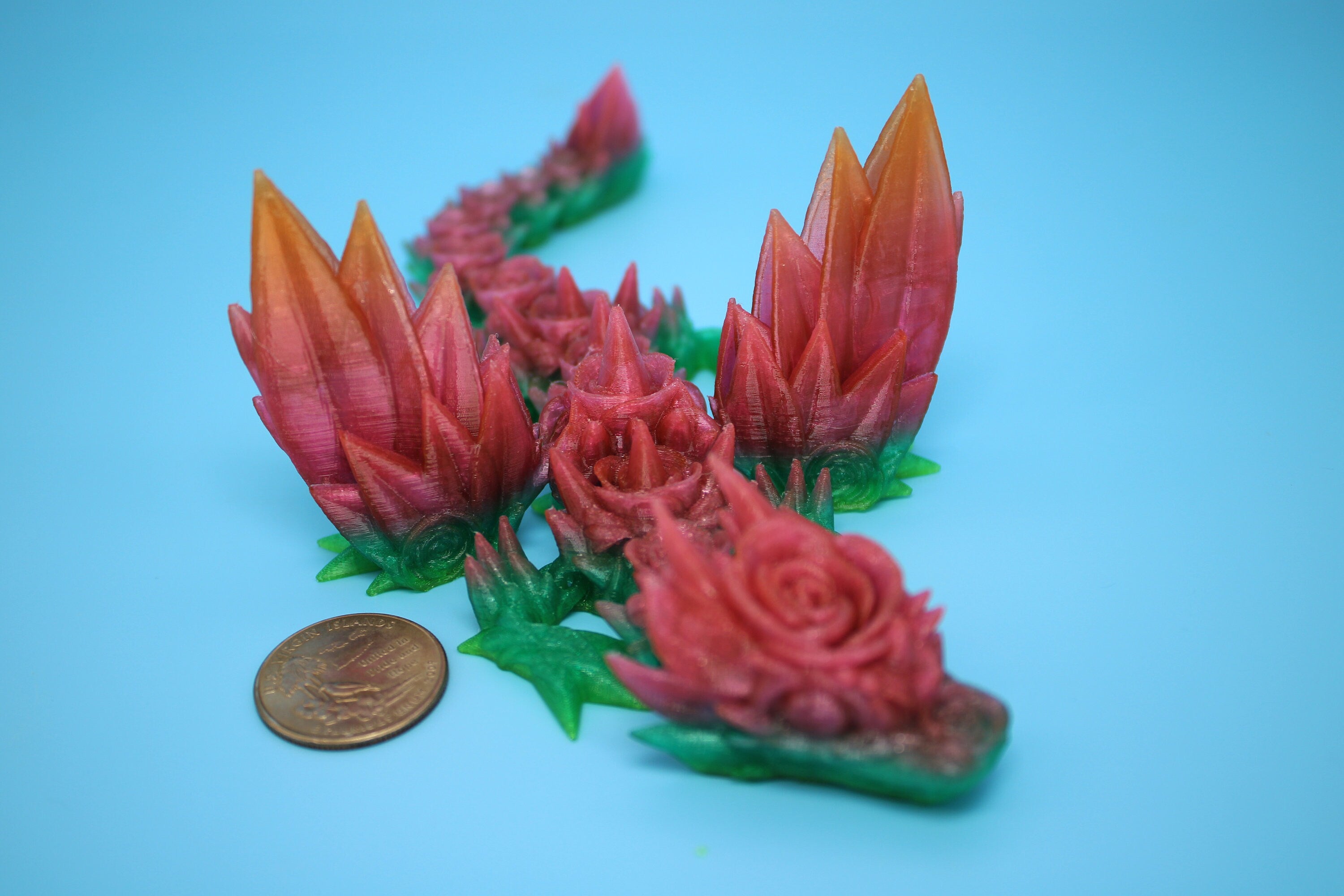 Baby Rose Wing Dragon | Rainbow | 3D Printed TPU | Fidget | Flexi Toy 8.5 in. | Stress Relief Gift