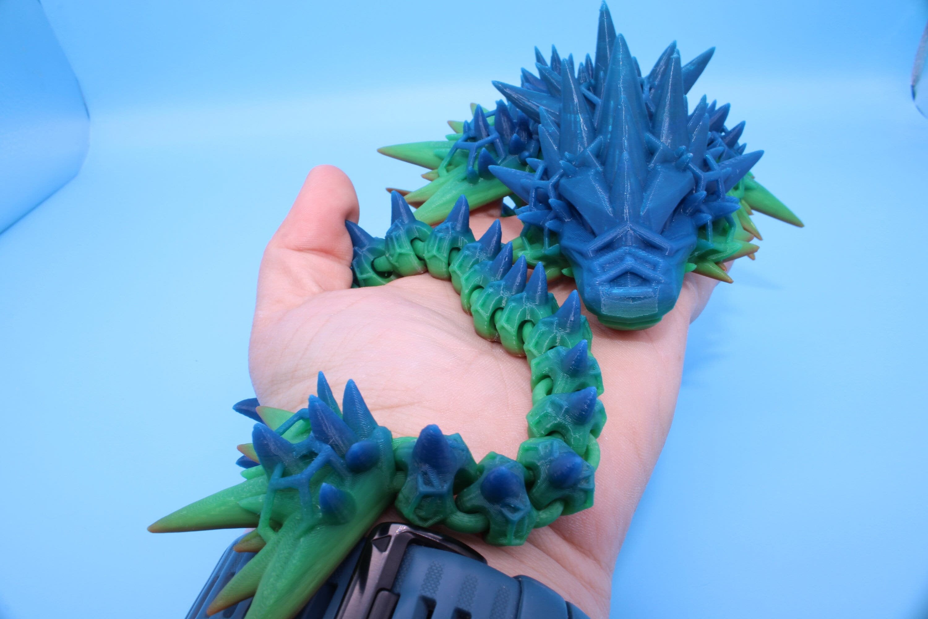 2 Foot Long Void Sea Dragon | 6 Fin Dragon | Multi Color Rainbow | 3D printed Articulating Dragon | Fidget Toy | Sharp Flexi Sensory