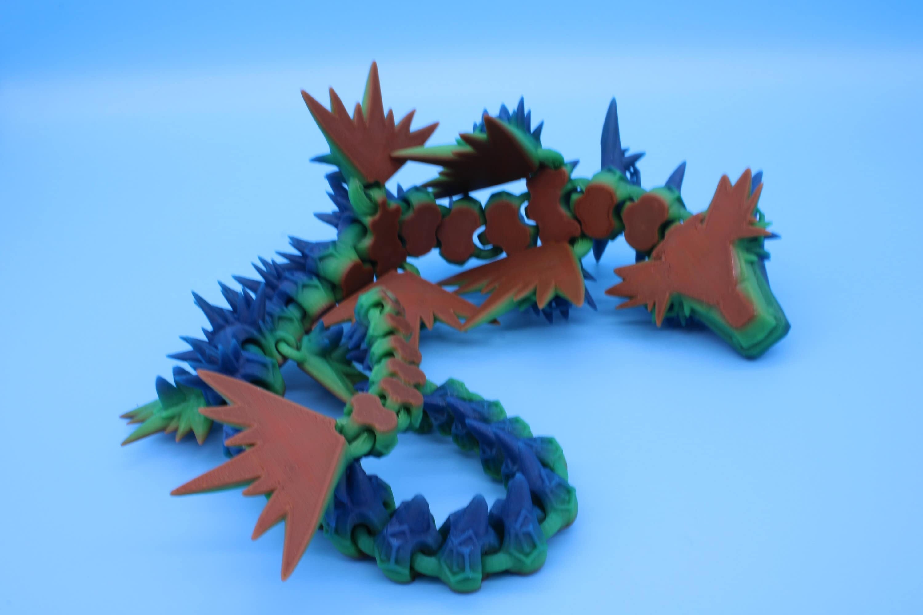 2 Foot Long Void Sea Dragon | 6 Fin Dragon | Multi Color Rainbow | 3D printed Articulating Dragon | Fidget Toy | Sharp Flexi Sensory