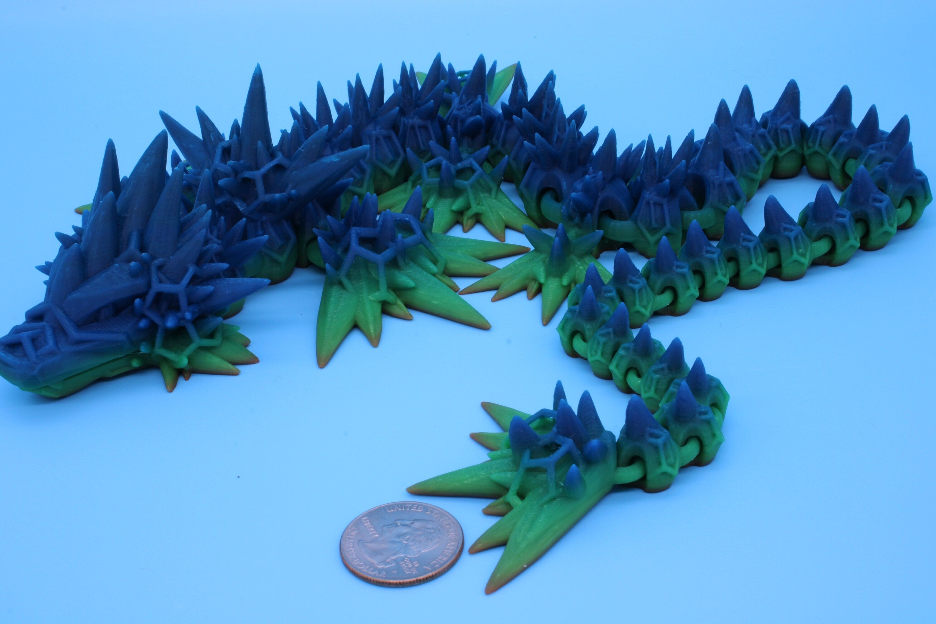 2 Foot Long Void Sea Dragon | 6 Fin Dragon | Multi Color Rainbow | 3D printed Articulating Dragon | Fidget Toy | Sharp Flexi Sensory