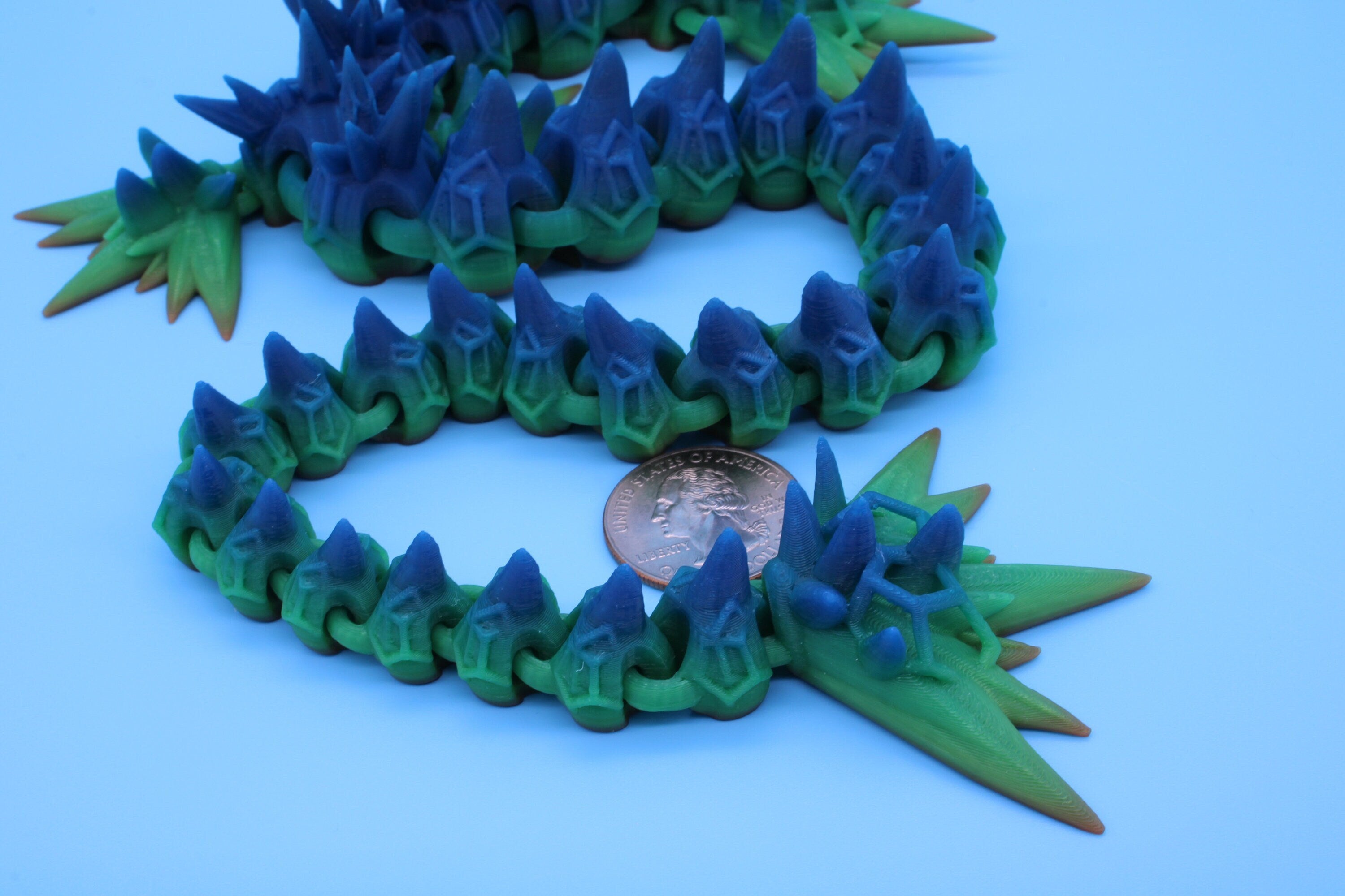 2 Foot Long Void Sea Dragon | 6 Fin Dragon | Multi Color Rainbow | 3D printed Articulating Dragon | Fidget Toy | Sharp Flexi Sensory