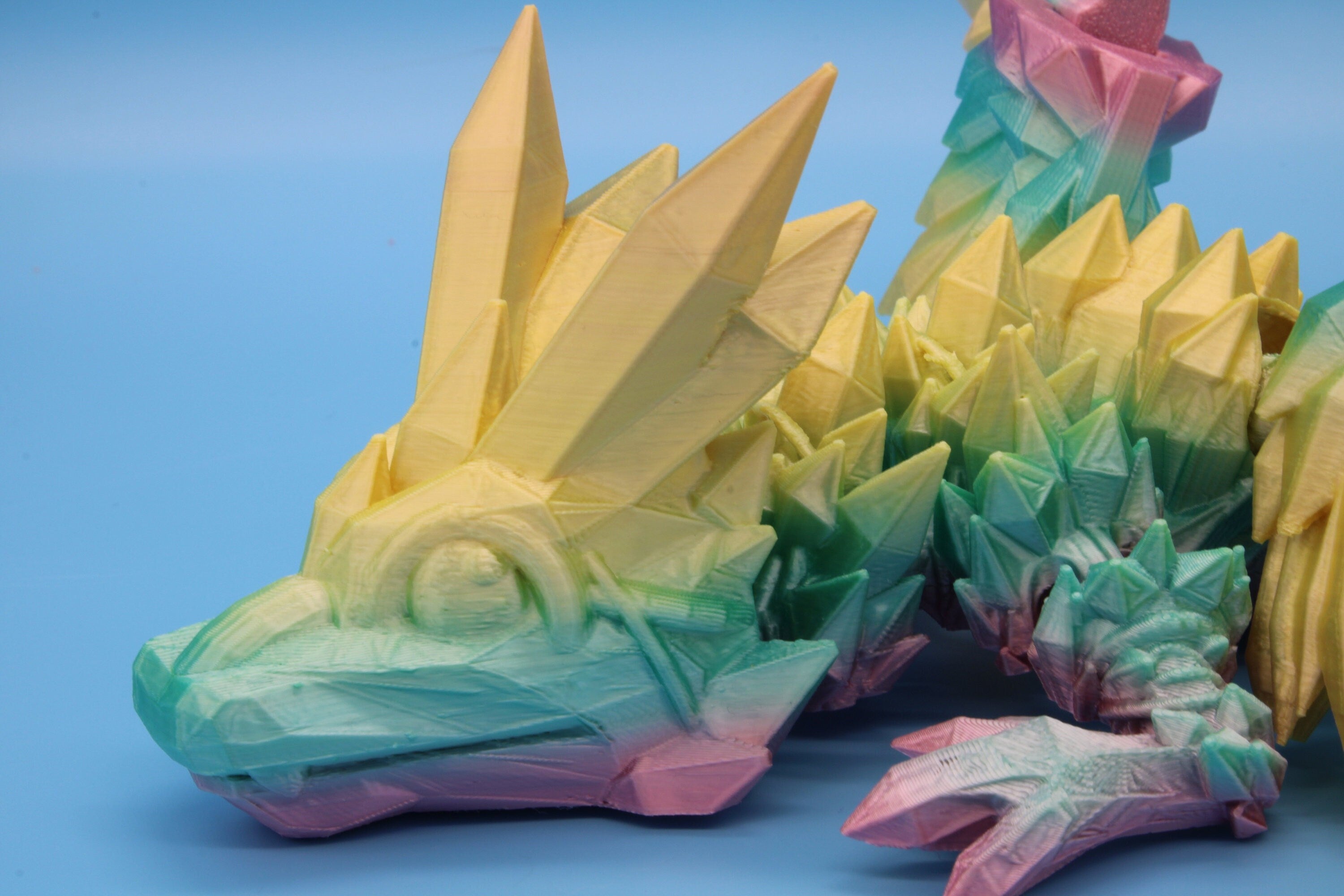 Baby Crystal Winged Dragon- Rainbow | 3D Printed | Fidget Toy | Flexi | 11.5 in. | Stress Relief | Dragon Toy.