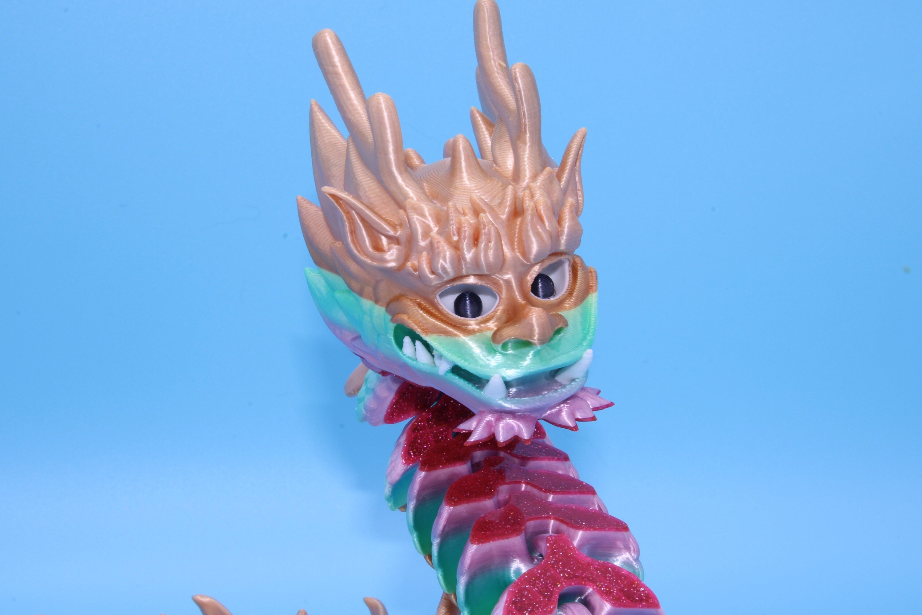 Imperial Dragon- Rainbow | 27 in. | Fidget Toy Dragon | 3D printed | Pet Flexi Dragon | Stress Relief Gift