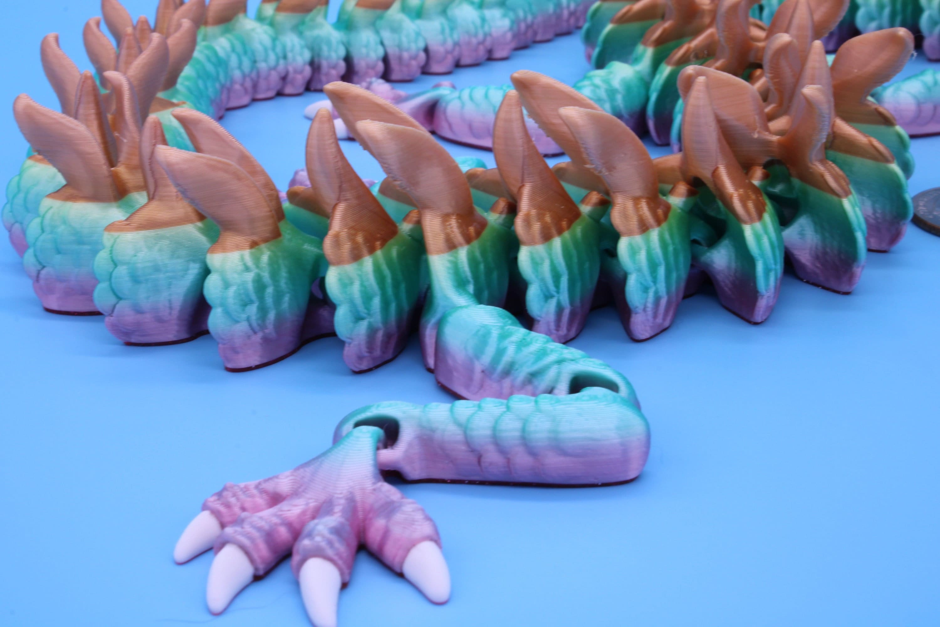 Imperial Dragon- Rainbow | 27 in. | Fidget Toy Dragon | 3D printed | Pet Flexi Dragon | Stress Relief Gift