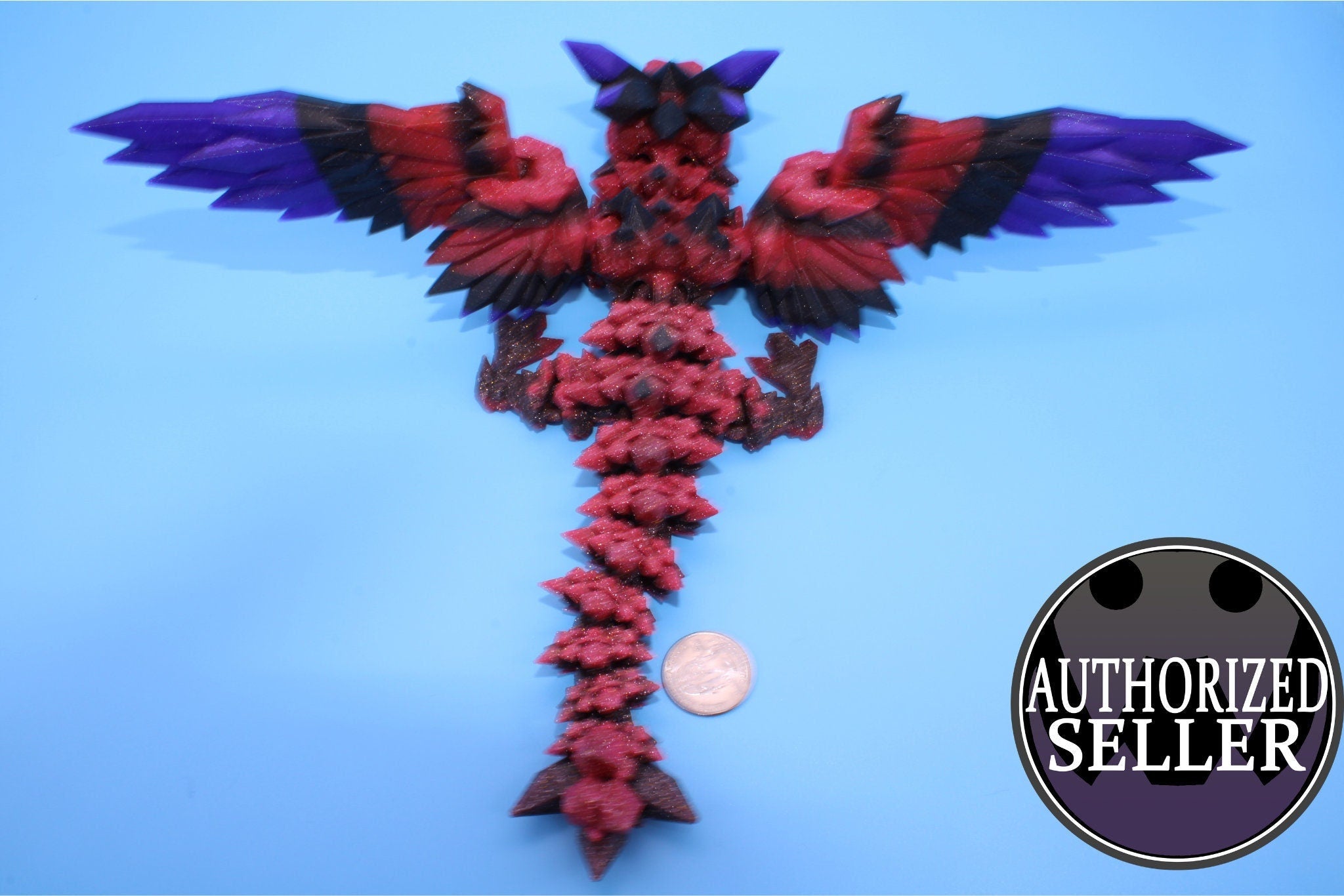 Baby Crystal Winged Dragon- Rainbow | 3D Printed | Fidget Toy | Flexi | 11.5 in. | Stress Relief | Dragon Toy.