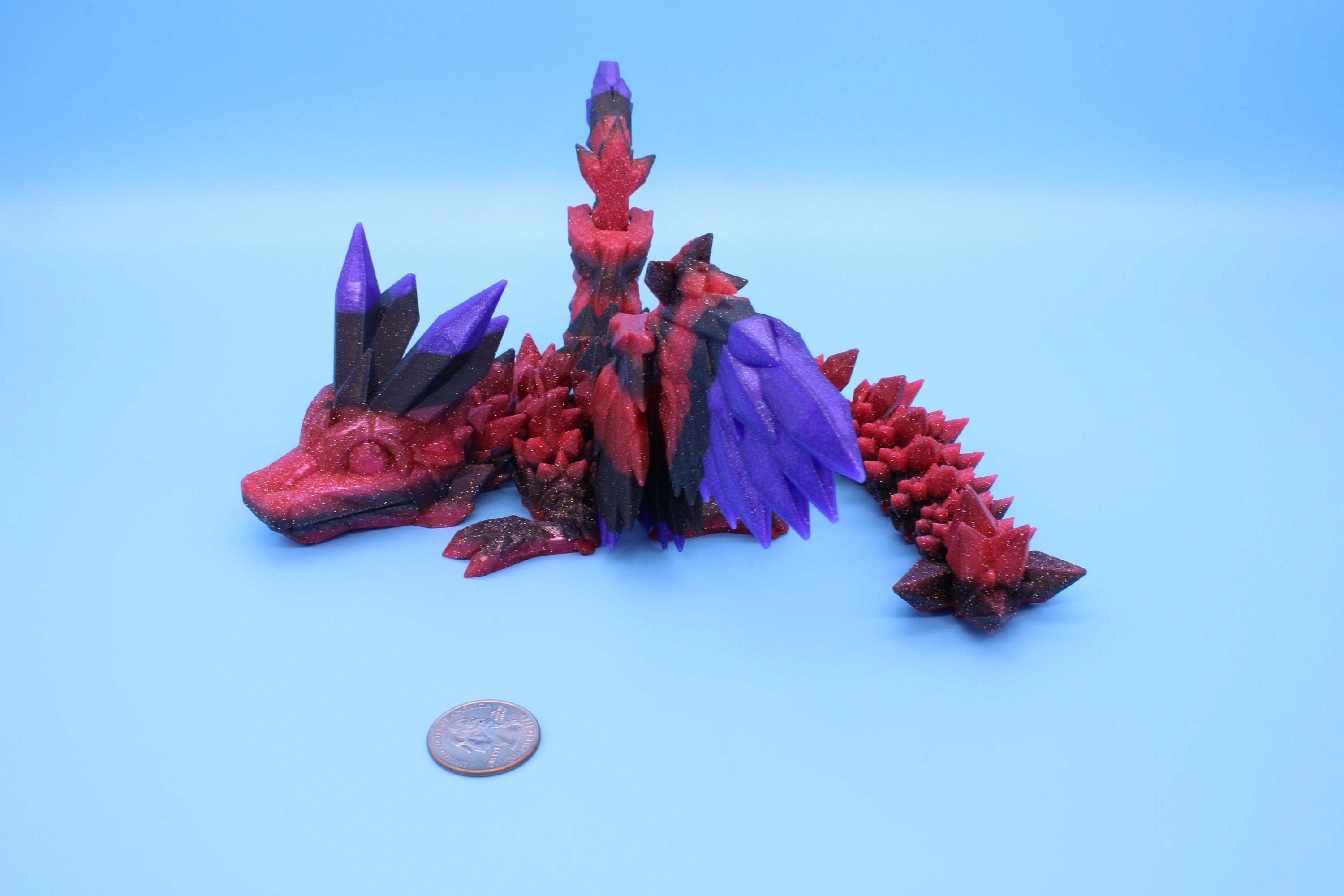Baby Crystal Winged Dragon- Rainbow | 3D Printed | Fidget Toy | Flexi | 11.5 in. | Stress Relief | Dragon Toy.