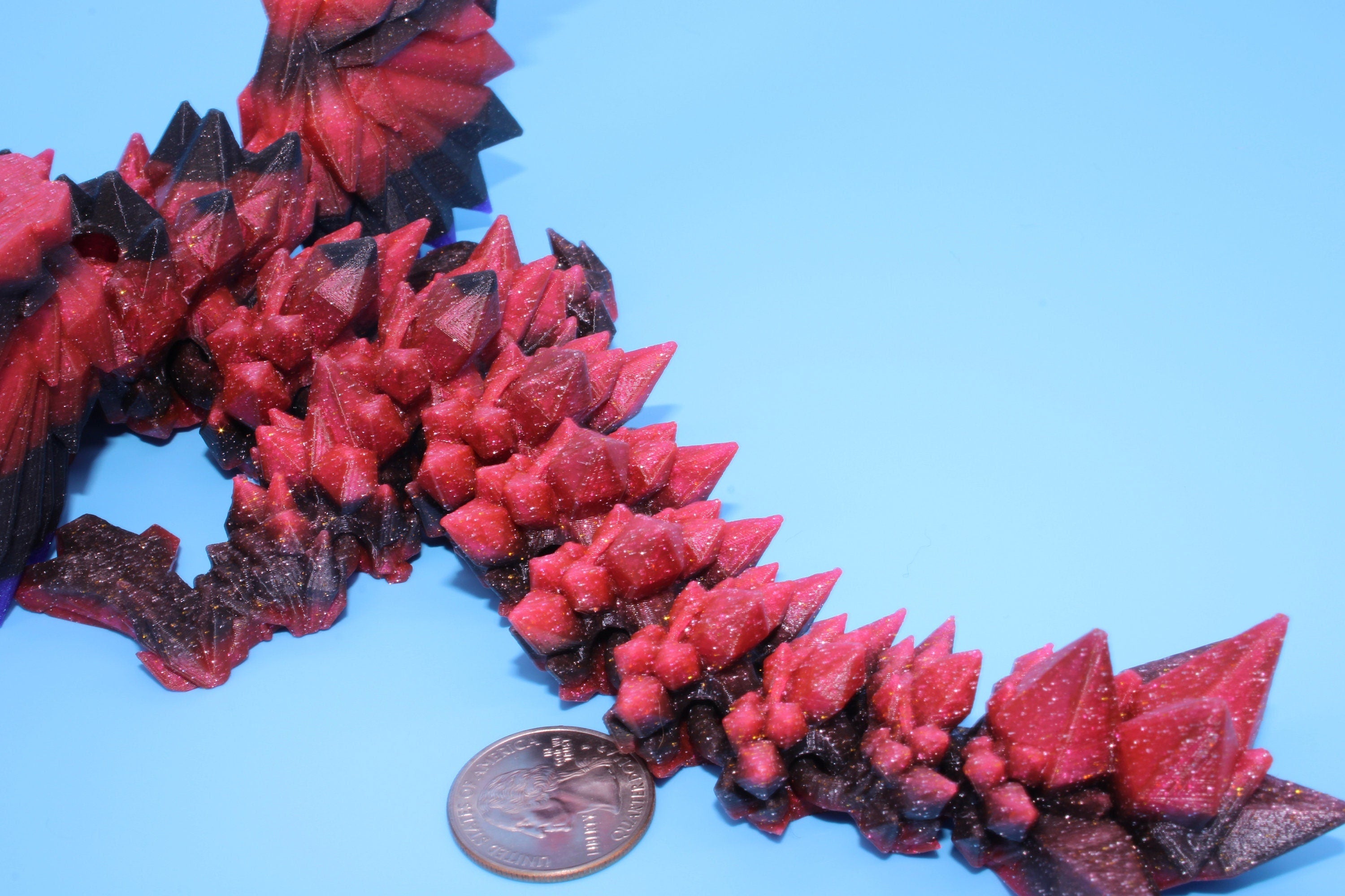 Baby Crystal Winged Dragon- Rainbow | 3D Printed | Fidget Toy | Flexi | 11.5 in. | Stress Relief | Dragon Toy.