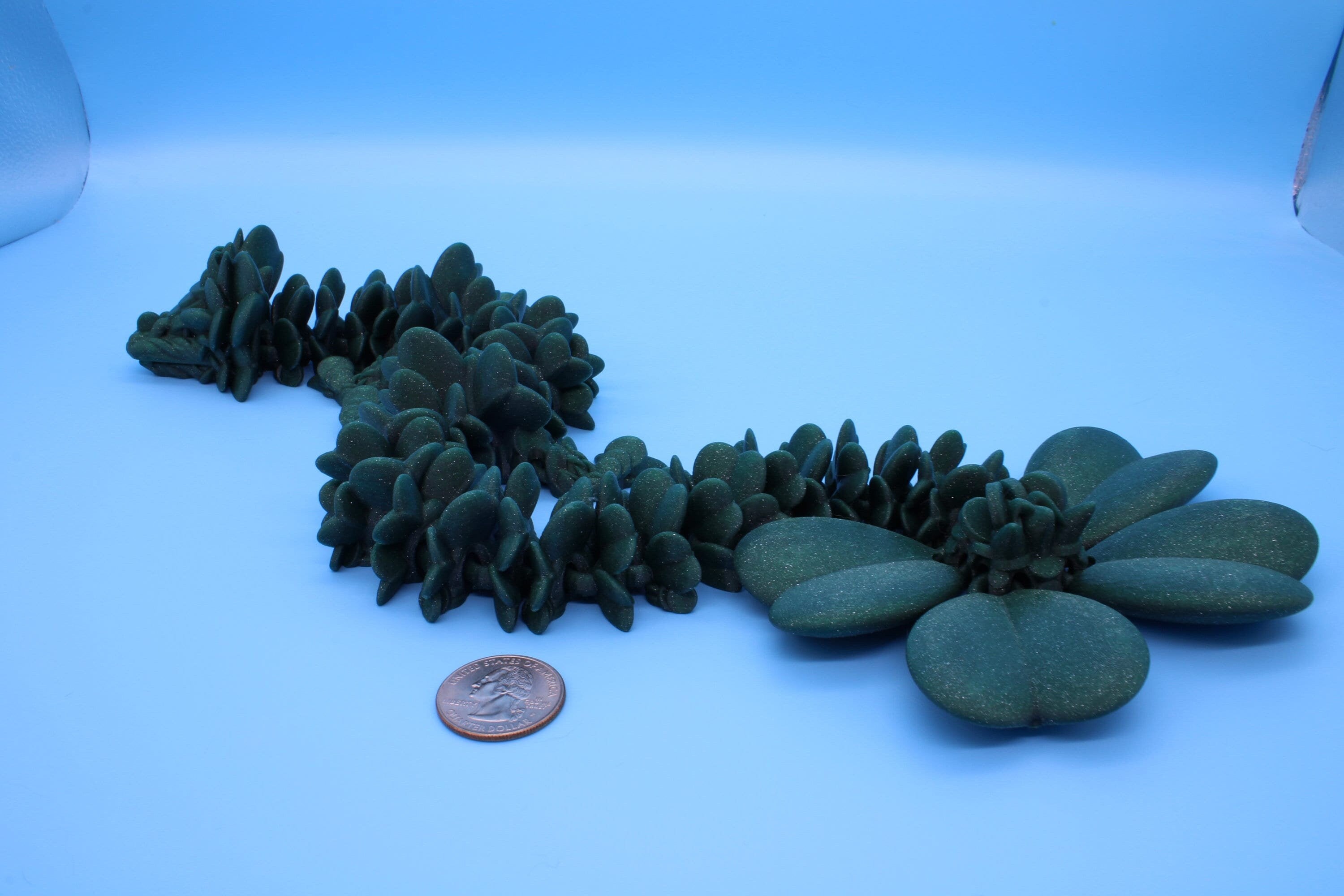Clover Dragon | Green | St. Patrick's Day |3D printed Articulating Dragon Fidget Toy | Flexi | 18 in. Lucky Dragon | Four Leaf Clover Dragon