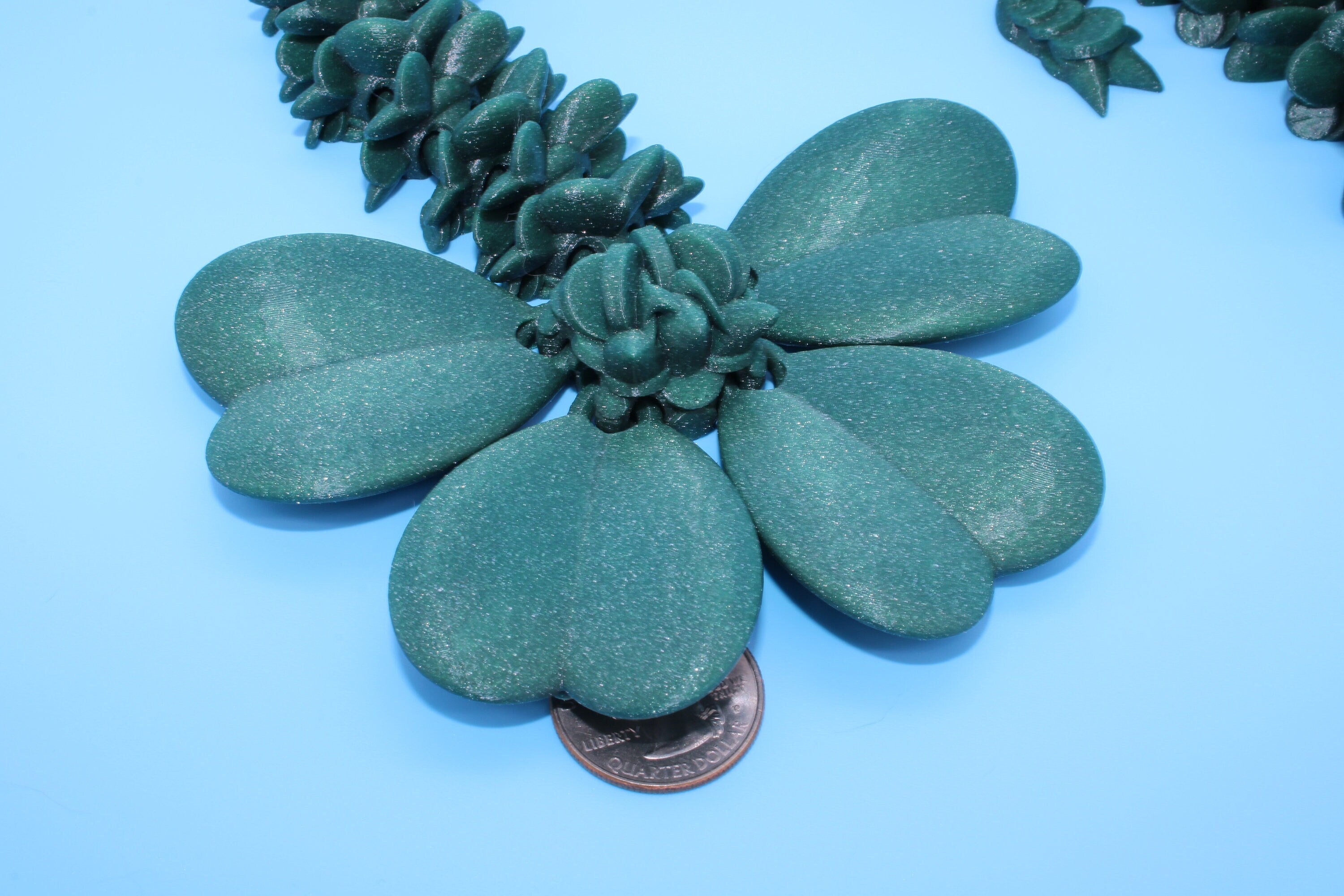 Clover Dragon | Green | St. Patrick's Day |3D printed Articulating Dragon Fidget Toy | Flexi | 18 in. Lucky Dragon | Four Leaf Clover Dragon