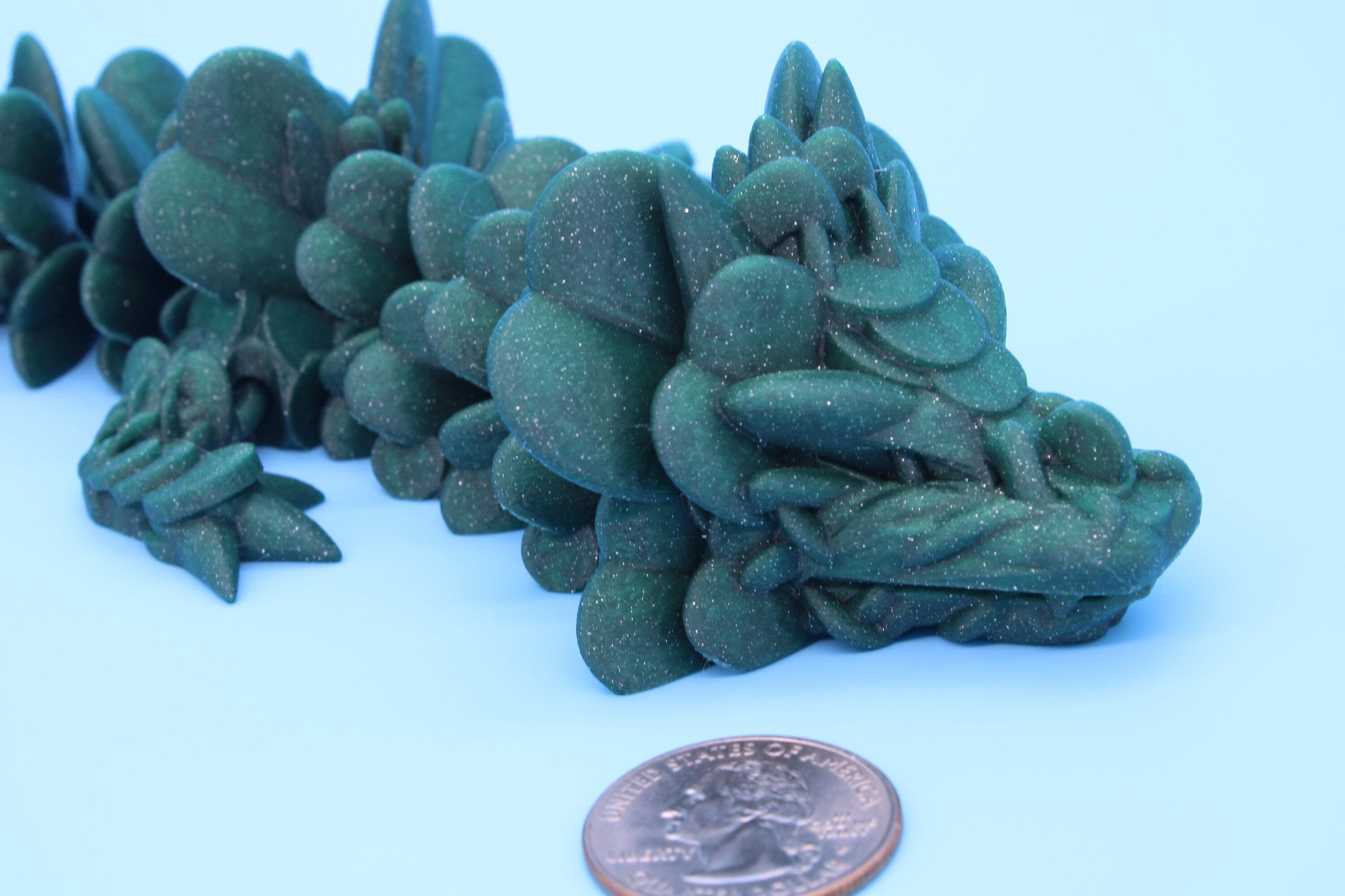 Clover Dragon | Green | St. Patrick's Day |3D printed Articulating Dragon Fidget Toy | Flexi | 18 in. Lucky Dragon | Four Leaf Clover Dragon