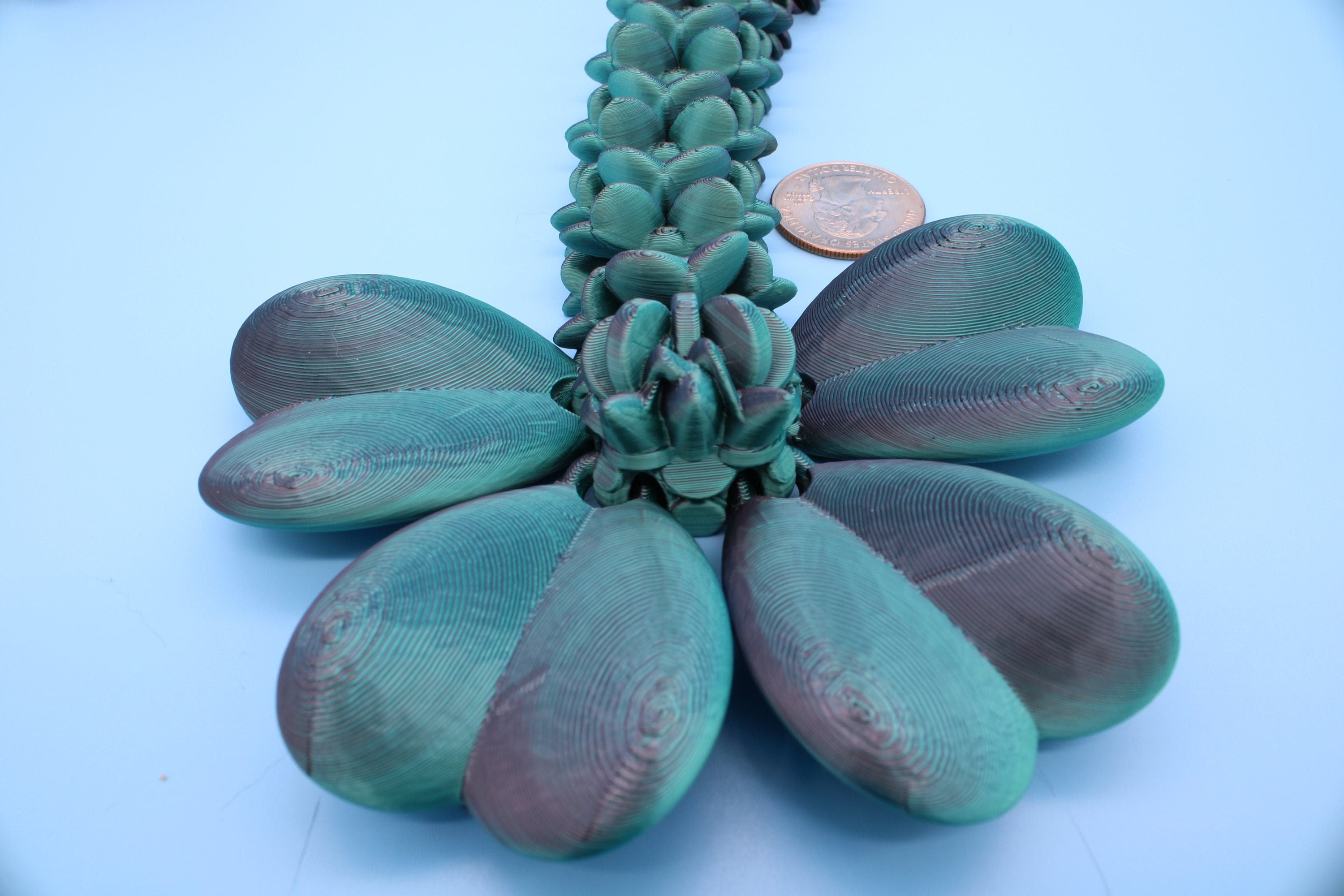 Clover Dragon | Green & Black | St. Patrick's Day |3D printed Articulating Dragon Fidget Toy | Flexi | 18 in. Lucky Dragon | 4 Leaf Clover