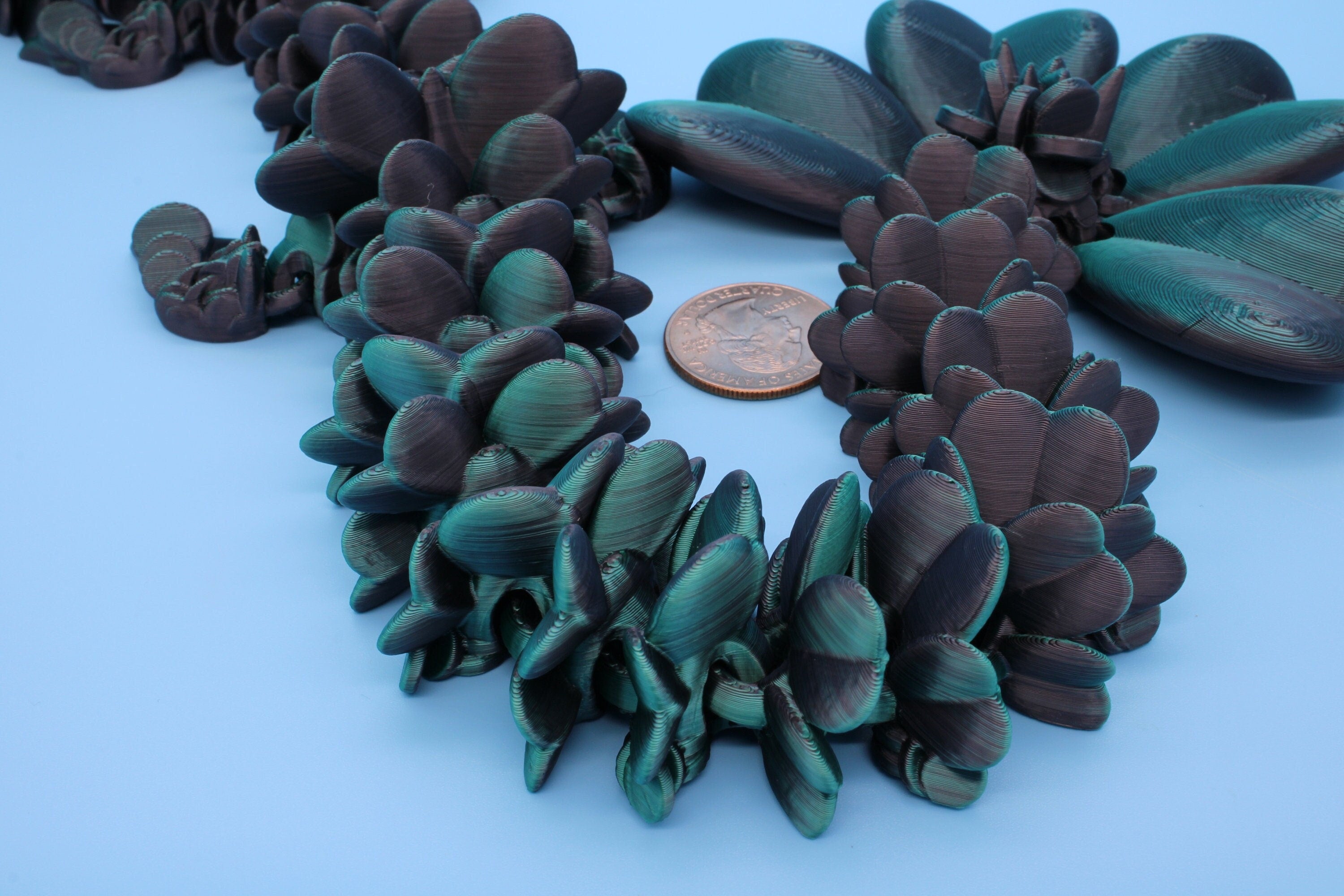Clover Dragon | Green & Black | St. Patrick's Day |3D printed Articulating Dragon Fidget Toy | Flexi | 18 in. Lucky Dragon | 4 Leaf Clover