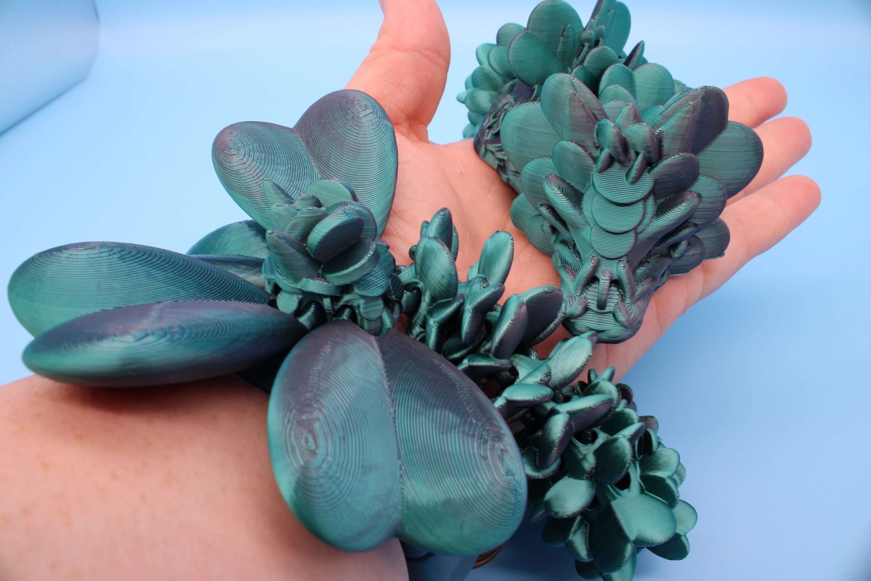 Clover Dragon | Green & Black | St. Patrick's Day |3D printed Articulating Dragon Fidget Toy | Flexi | 18 in. Lucky Dragon | 4 Leaf Clover