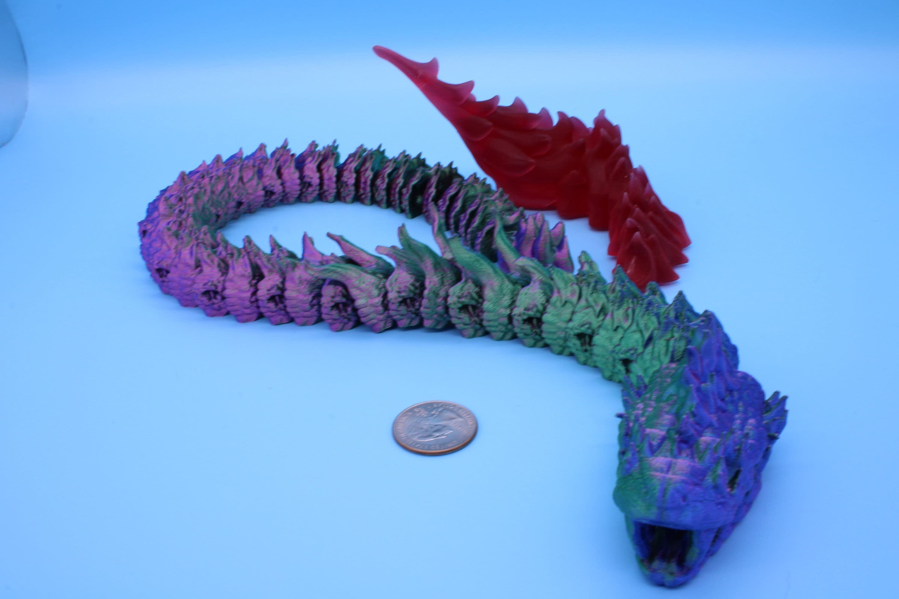 Articulating Boitata Dragon | 3D Printed | Multi Color Unique Dragon | Dragon With Flame Stand | Great Fidget Toy | Desk Buddy | Sensory Toy