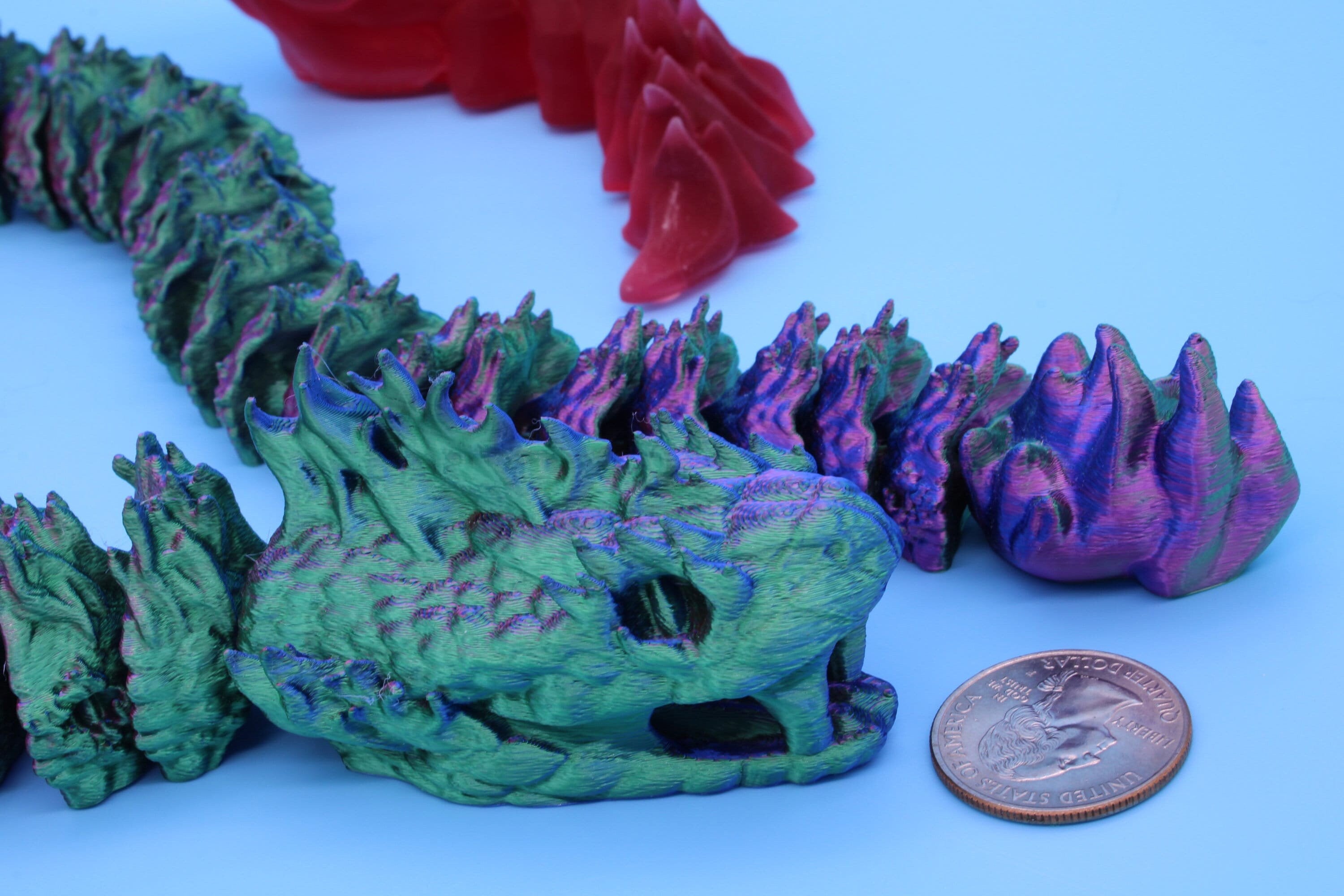 Articulating Boitata Dragon | 3D Printed | Multi Color Unique Dragon | Dragon With Flame Stand | Great Fidget Toy | Desk Buddy | Sensory Toy