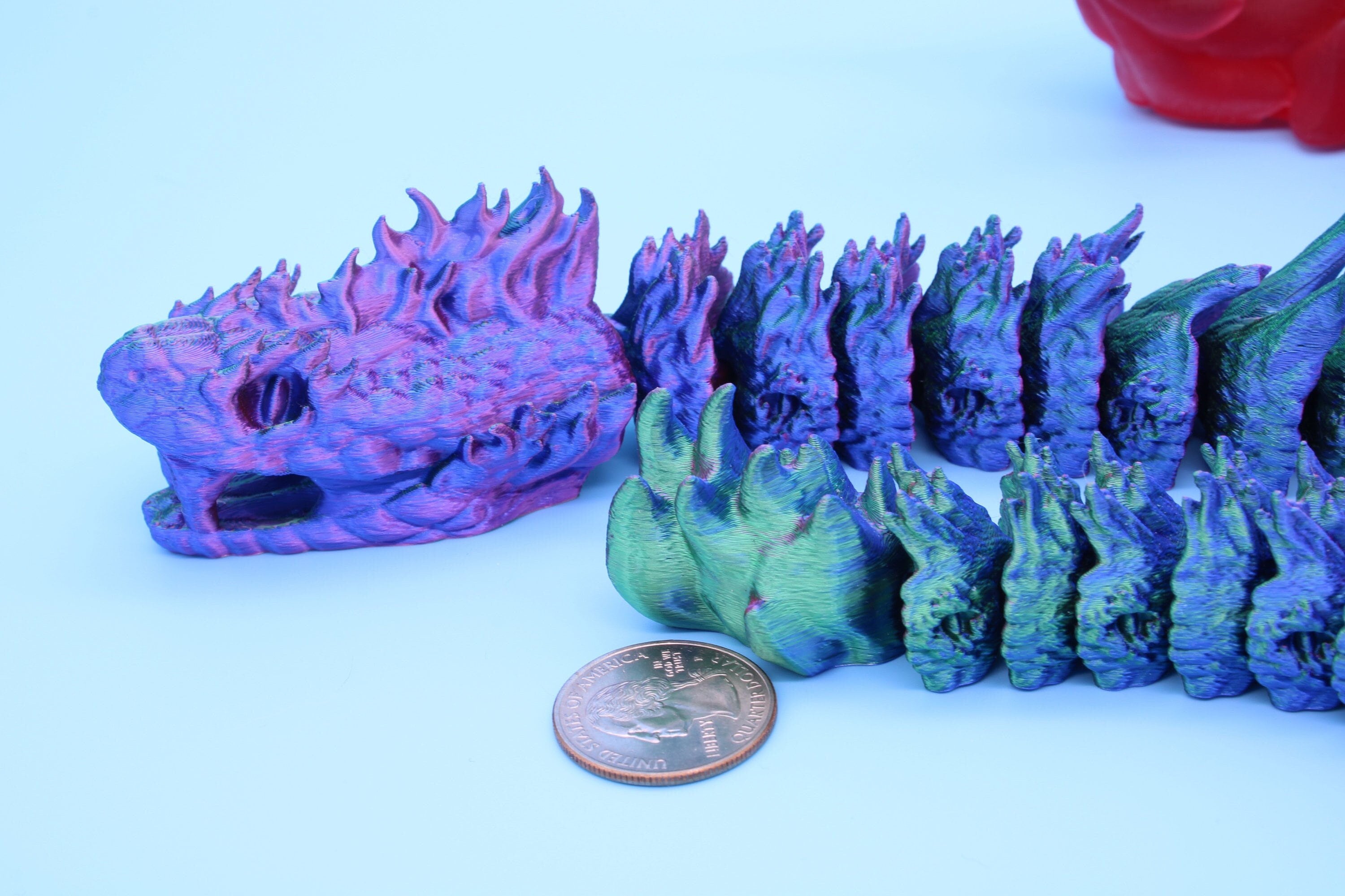Articulating Boitata Dragon | 3D Printed | Multi Color Unique Dragon | Dragon With Flame Stand | Great Fidget Toy | Desk Buddy | Sensory Toy