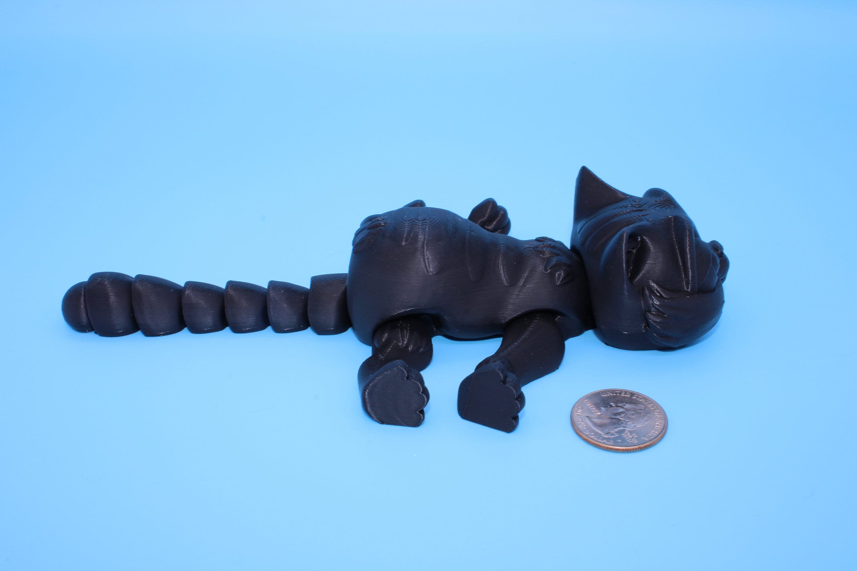 7 inch Fidget Cat | Black Cat | Multi Color | Fidget Toy | 3D Printed Kitten | Articulating Kitty | Flexi Toy | Stress Relief Gift
