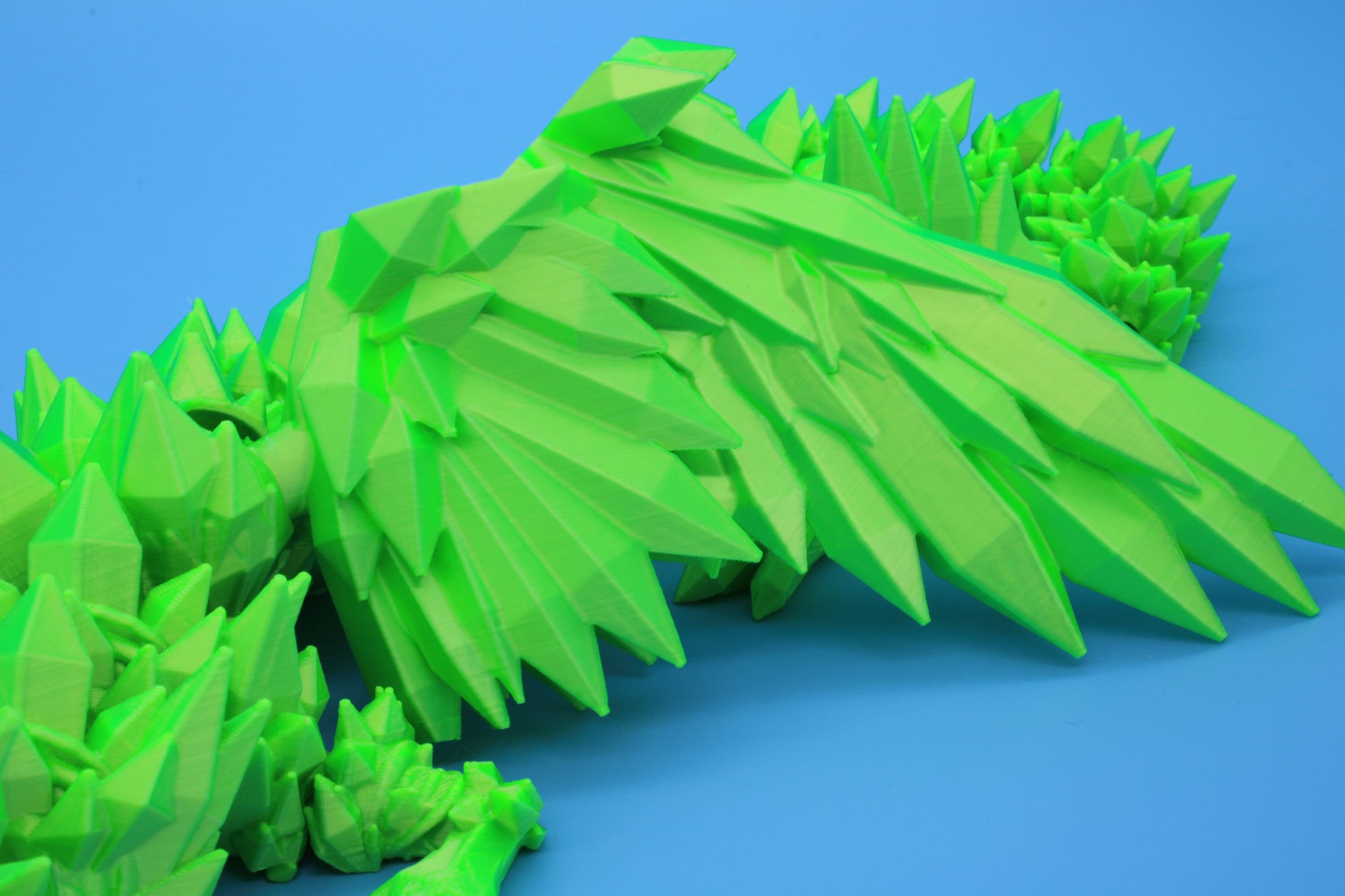 Crystal Winged Dragon | Green Crystal Wing Dragon | 3D printed | Articulating Dragon | Fidget Toy | Flexi Toy | 18 in