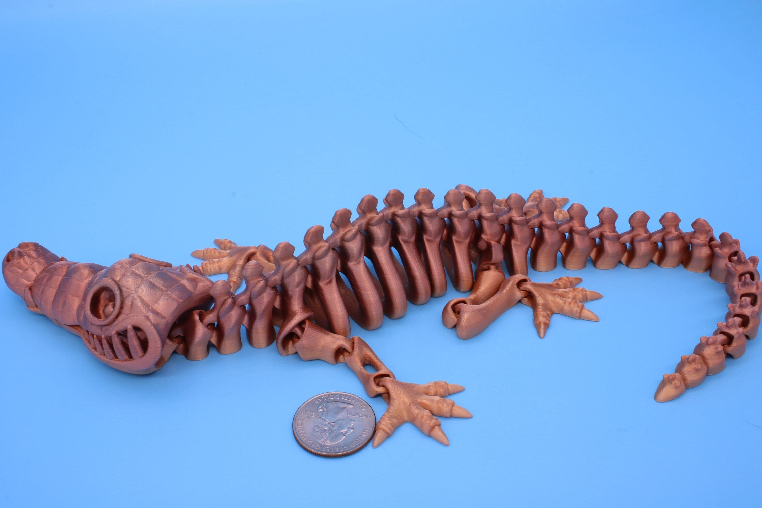 Crocodile | Cute Flexi Toy | Articulating Crocodile | 3D printed Unique Fidget | Desk Buddy | 13 in.